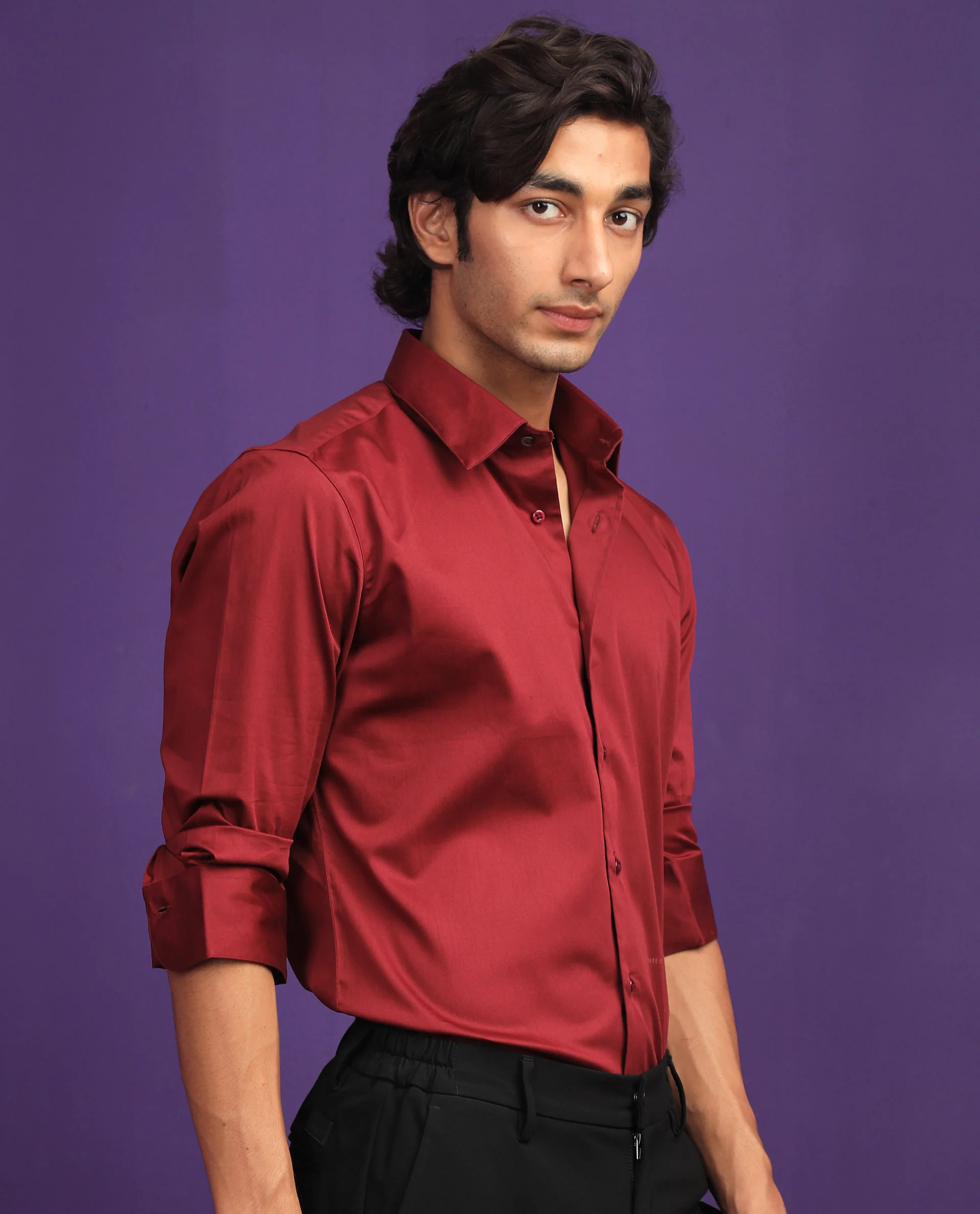 Rare Rabbit Men's Melton Maroon Regular Fit Shirt - Image 7