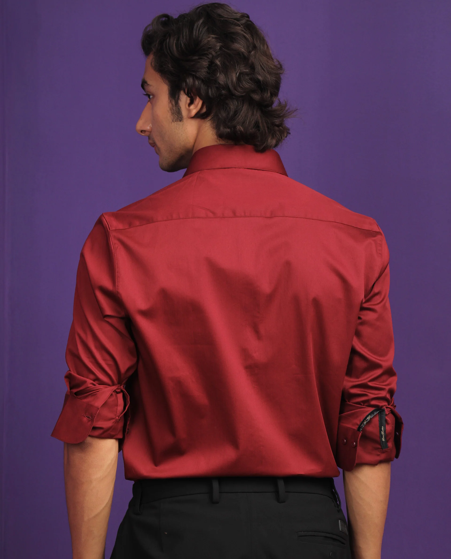 Rare Rabbit Men's Melton Maroon Regular Fit Shirt - Image 9