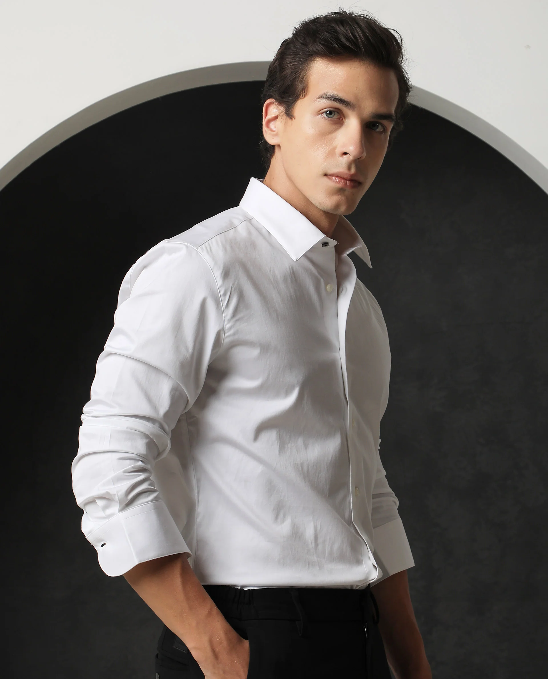 Rare Rabbit Men's Melton - White Cotton Plain Tailored Fit Full Sleeve Spread Collar Shirt - Image 10