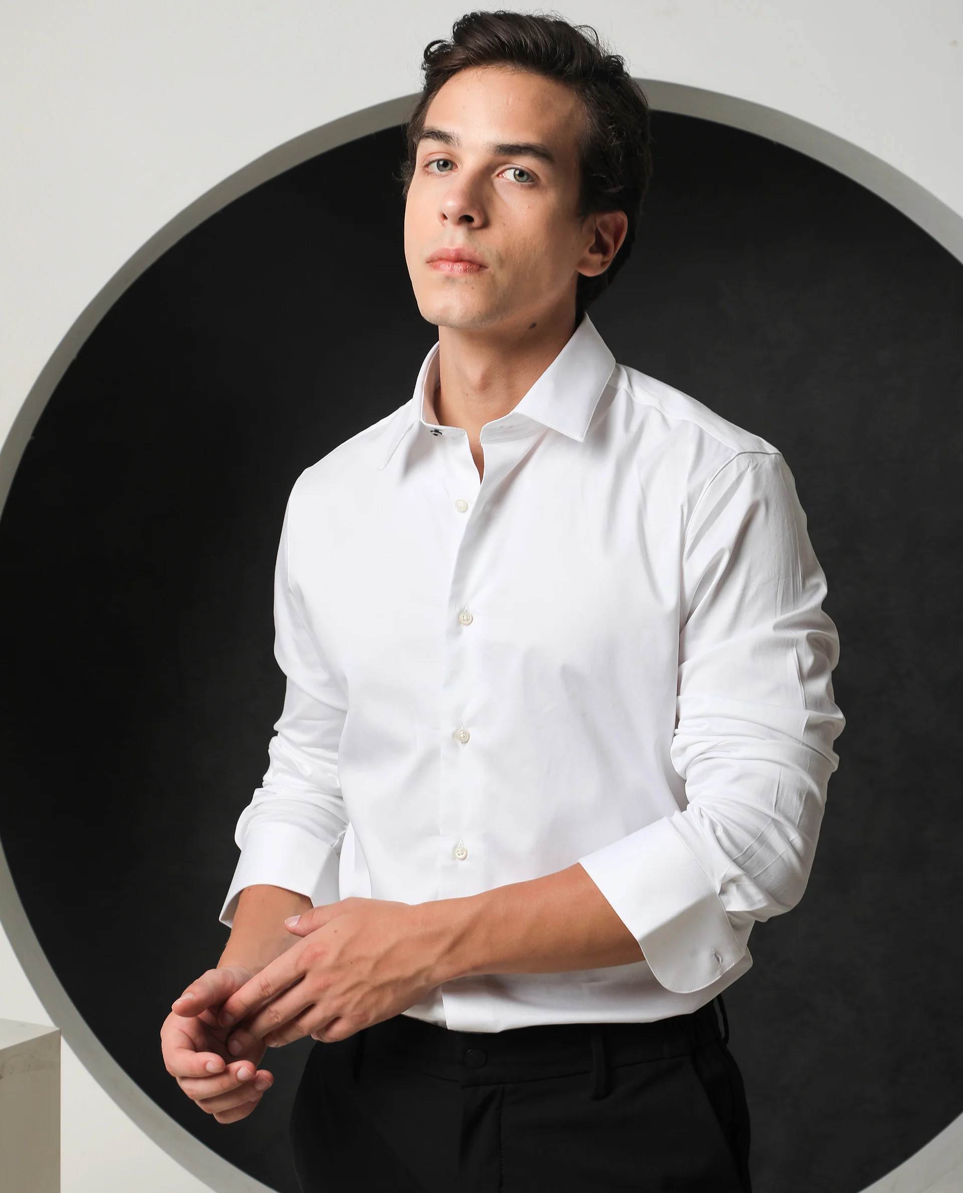 Rare Rabbit Men's Melton - White Cotton Plain Tailored Fit Full Sleeve Spread Collar Shirt - Image 3