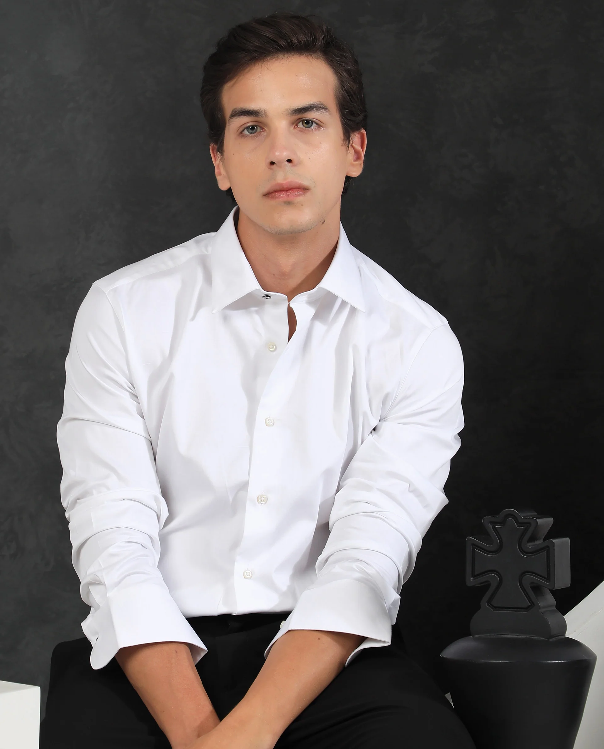 Rare Rabbit Men's Melton - White Cotton Plain Tailored Fit Full Sleeve Spread Collar Shirt - Image 4