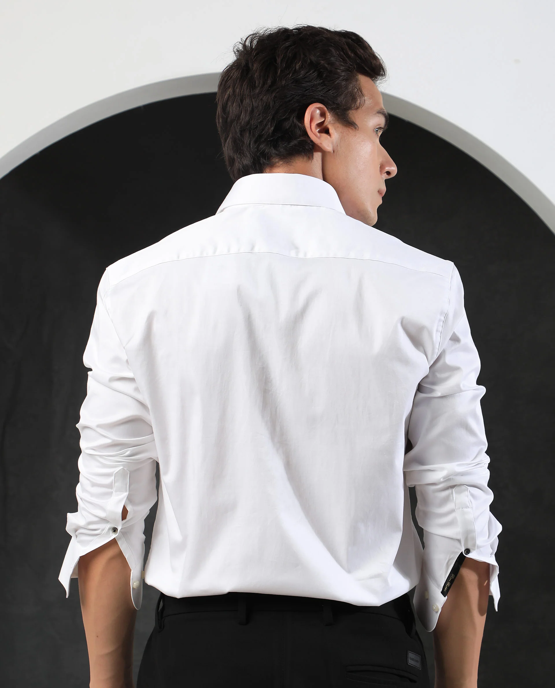 Rare Rabbit Men's Melton - White Cotton Plain Tailored Fit Full Sleeve Spread Collar Shirt - Image 7