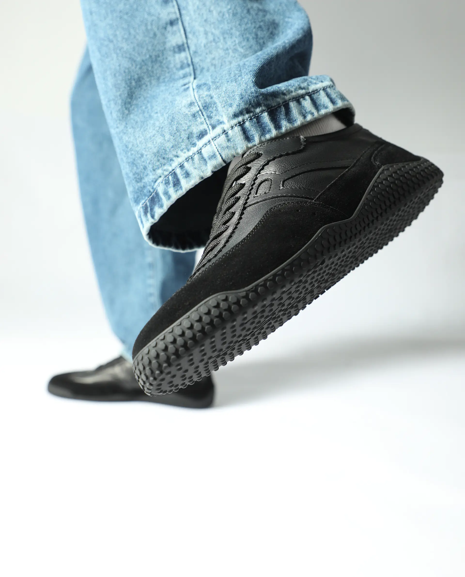 Rare Rabbit Men's Membo Black Leather Fabric Sneaker - Image 2