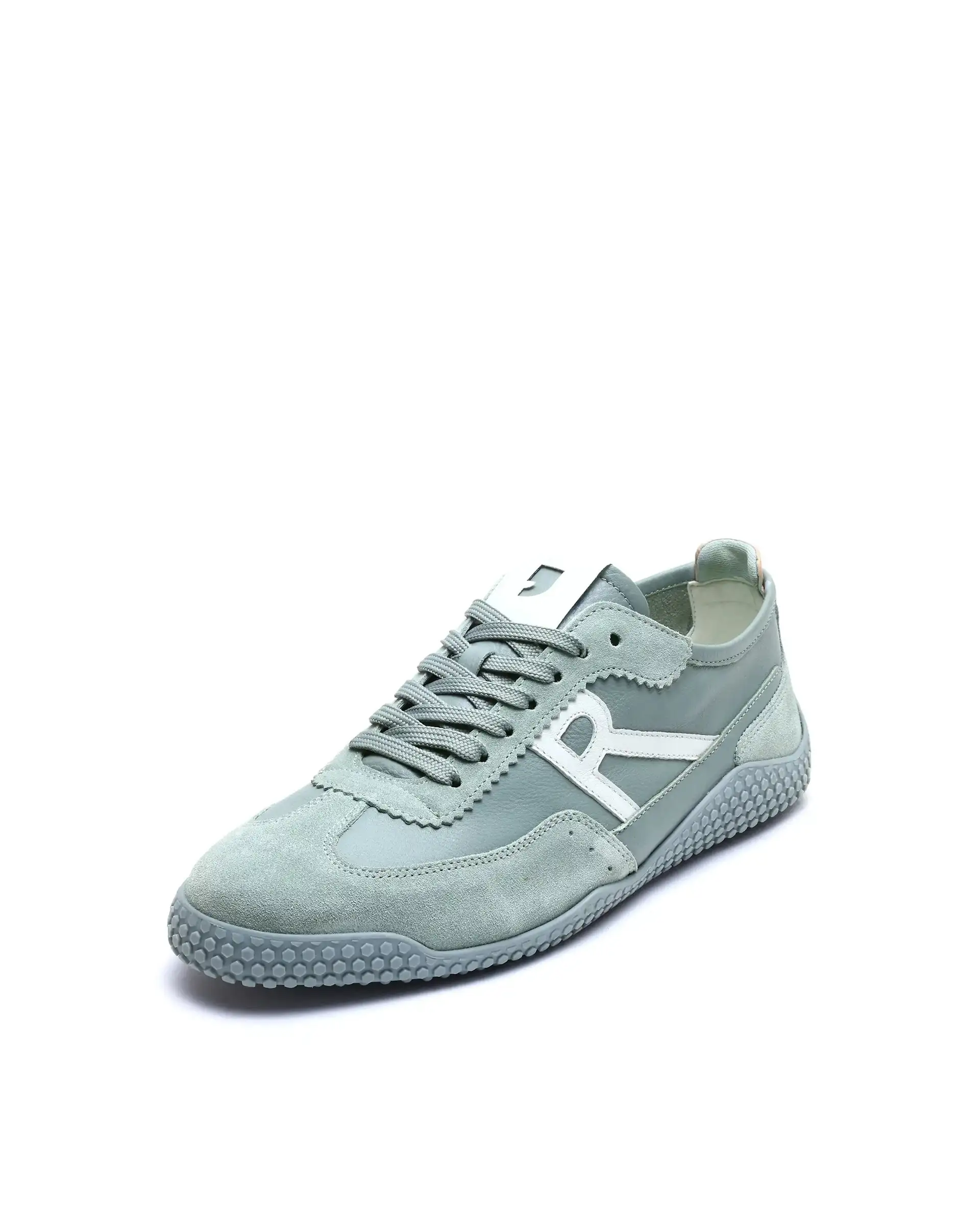 Rare Rabbit Men's Membo Light Sage Leather Fabric Sneaker - Image 4