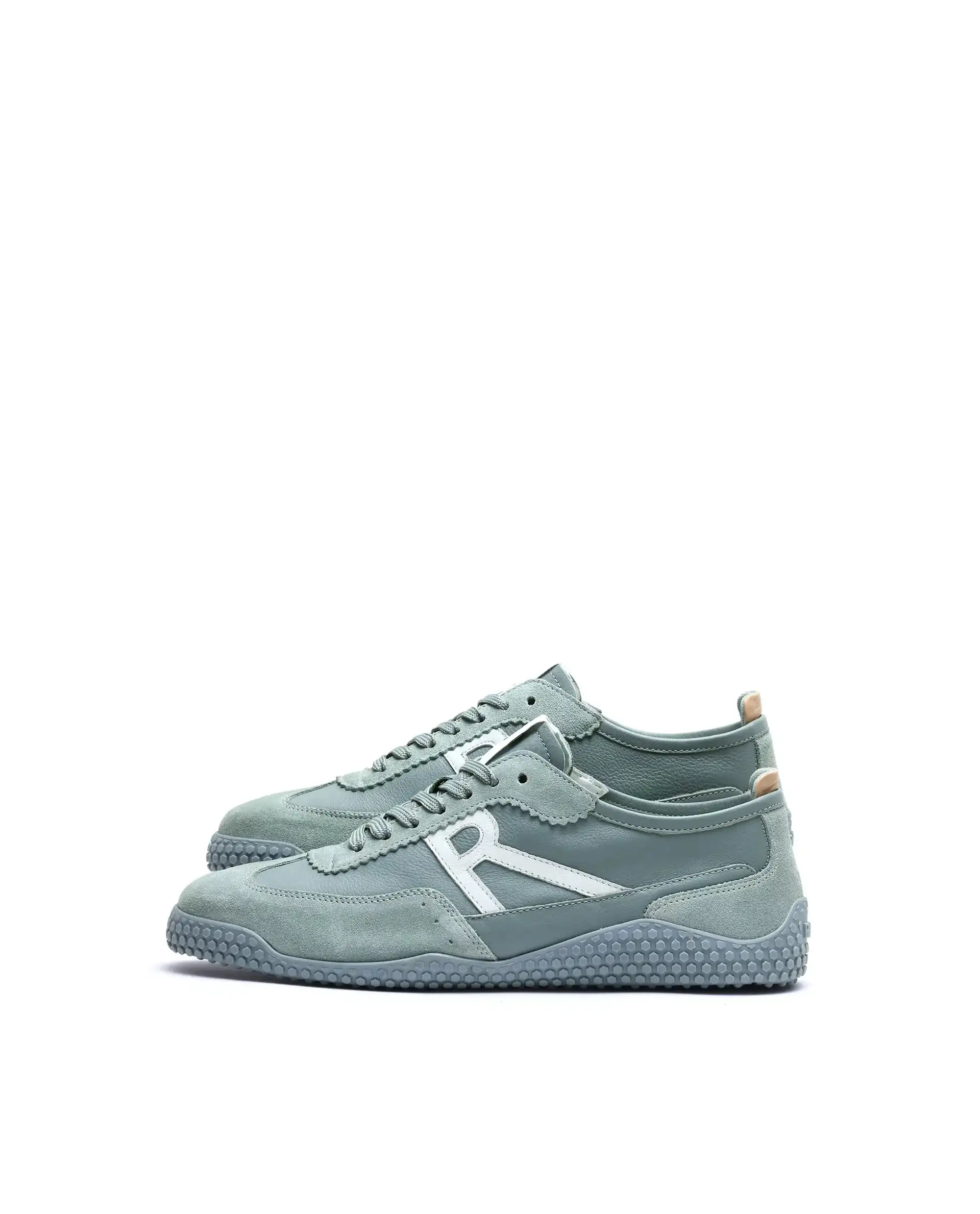 Rare Rabbit Men's Membo Light Sage Leather Fabric Sneaker - Image 7