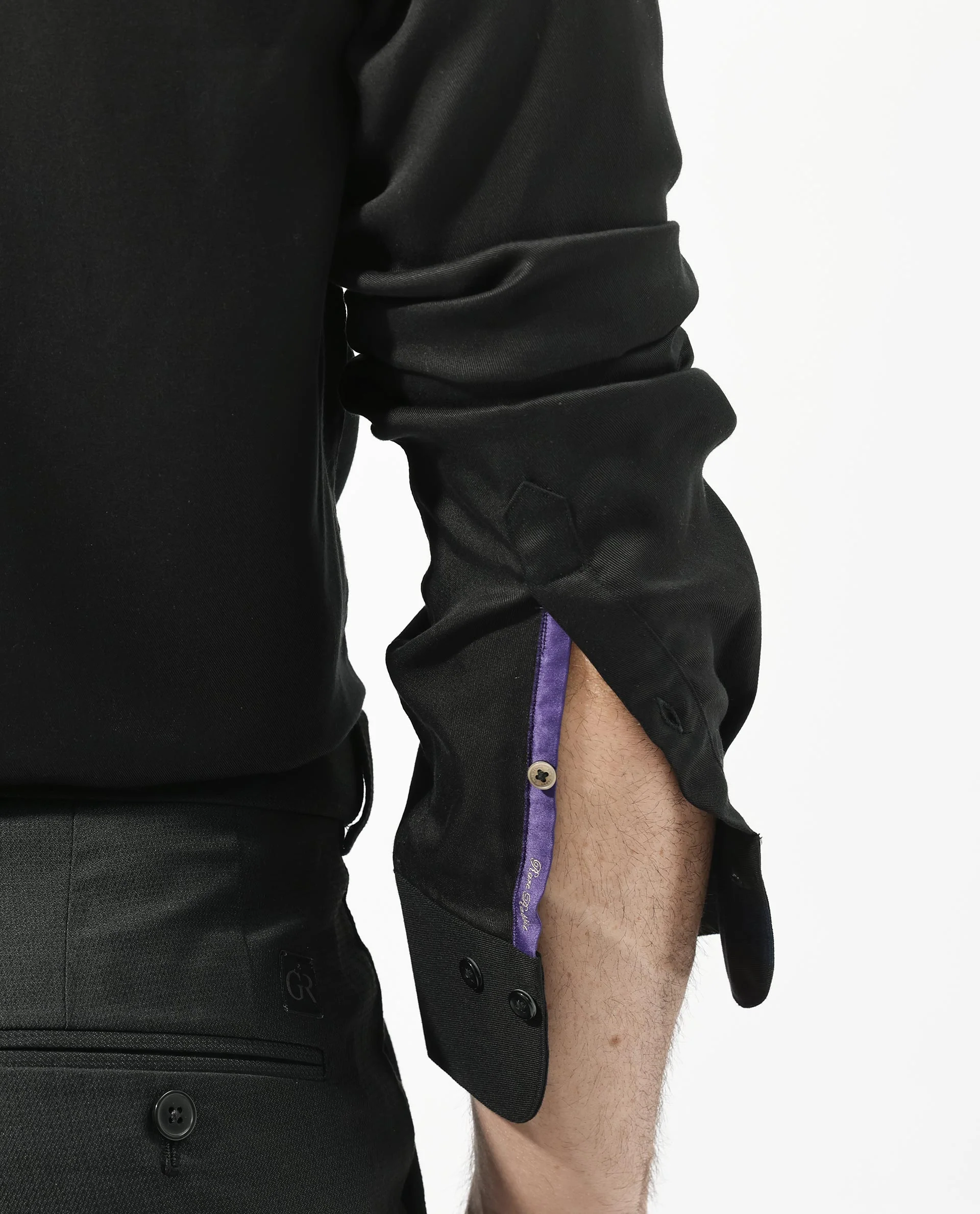 Rare Rabbit Men's Memop Ls Black Tencel Plain Regular Fit Full Sleeve Collared Shirt - Image 6