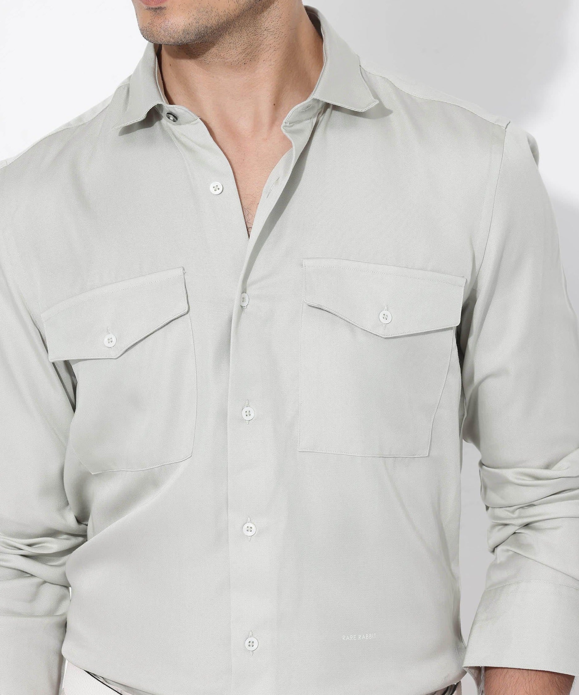 Rare Rabbit Men's Memop Ls Pastel Green Tencel Plain Regular Fit Full Sleeve Collared Shirt - Image 4
