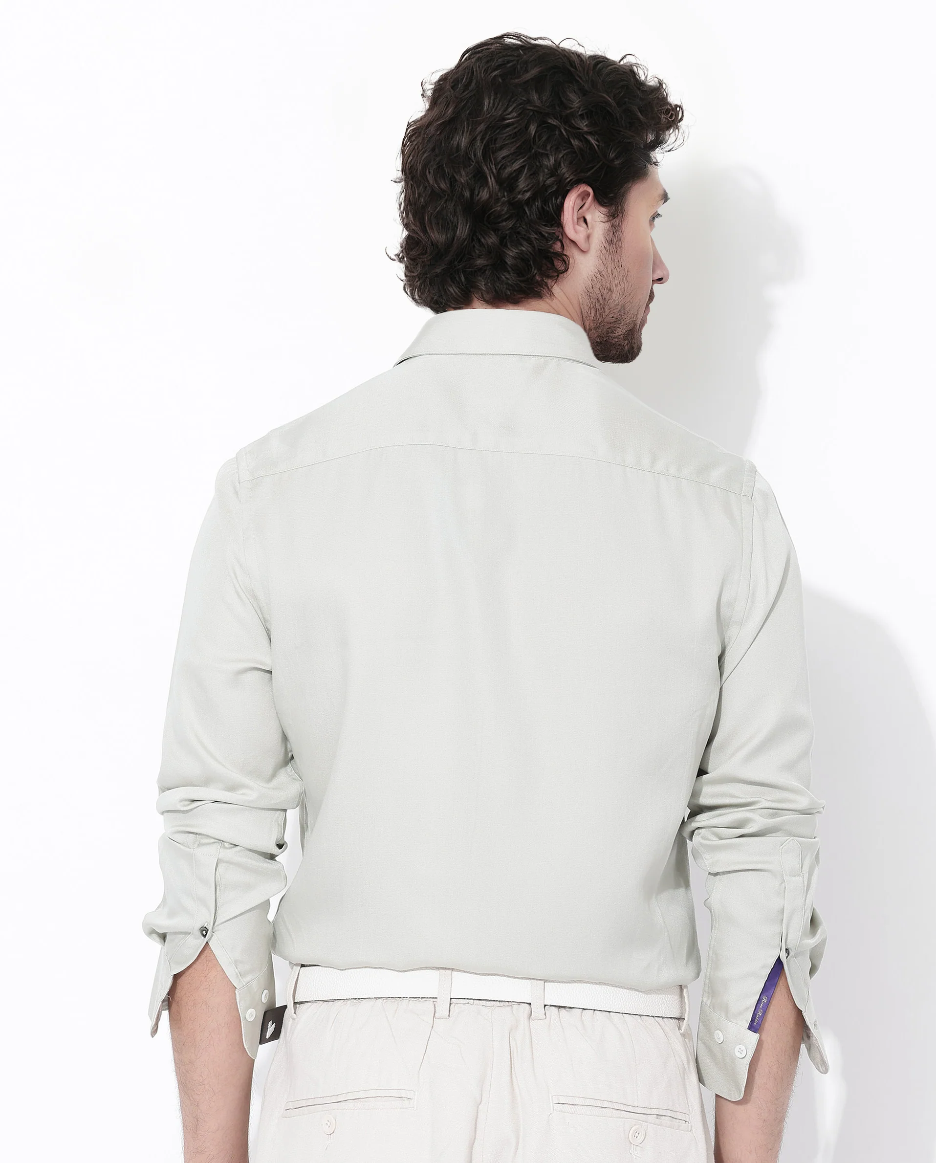 Rare Rabbit Men's Memop Ls Pastel Green Tencel Plain Regular Fit Full Sleeve Collared Shirt - Image 8