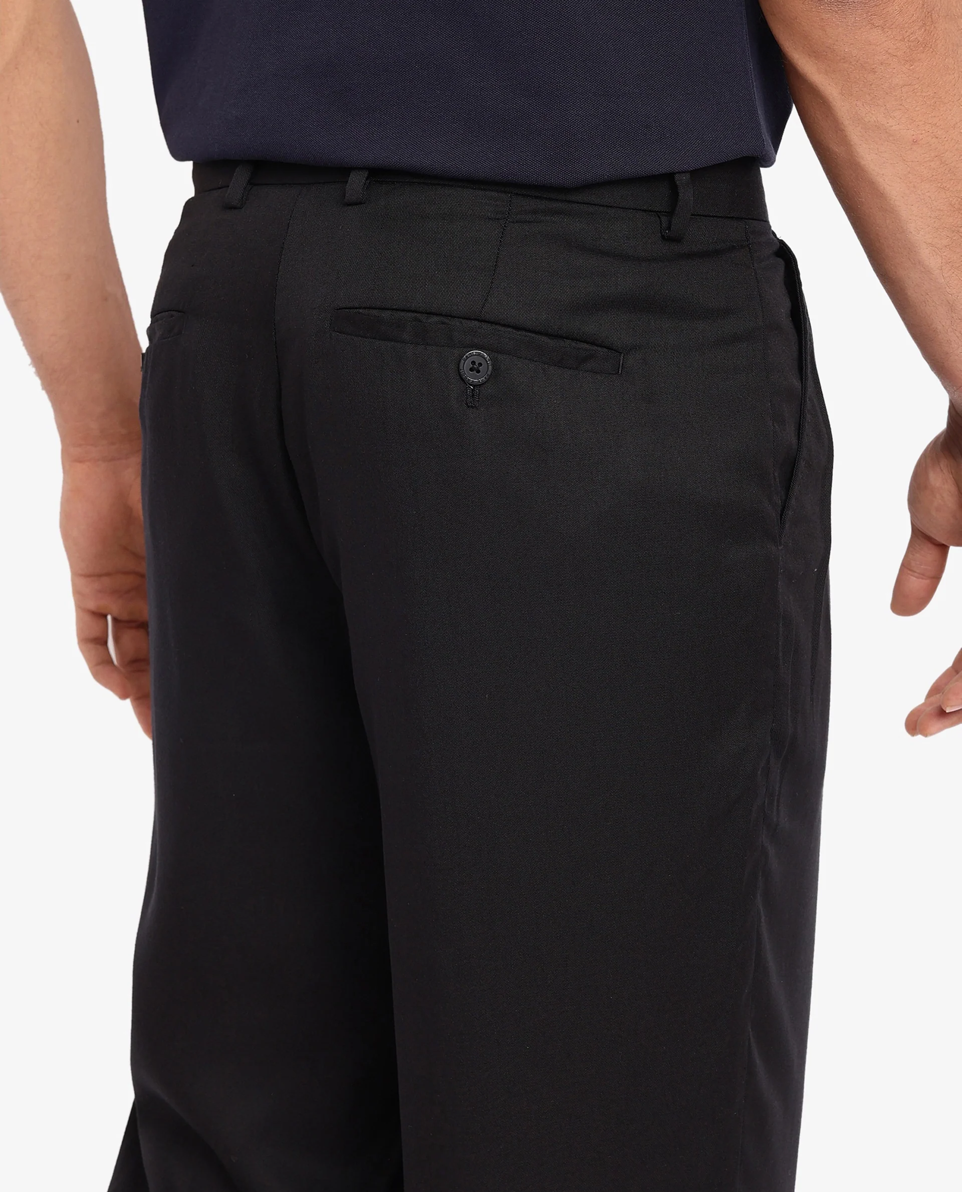 Rare Rabbit Men's Memos Black Tencel Plain Regular Fit Trouser - Image 8
