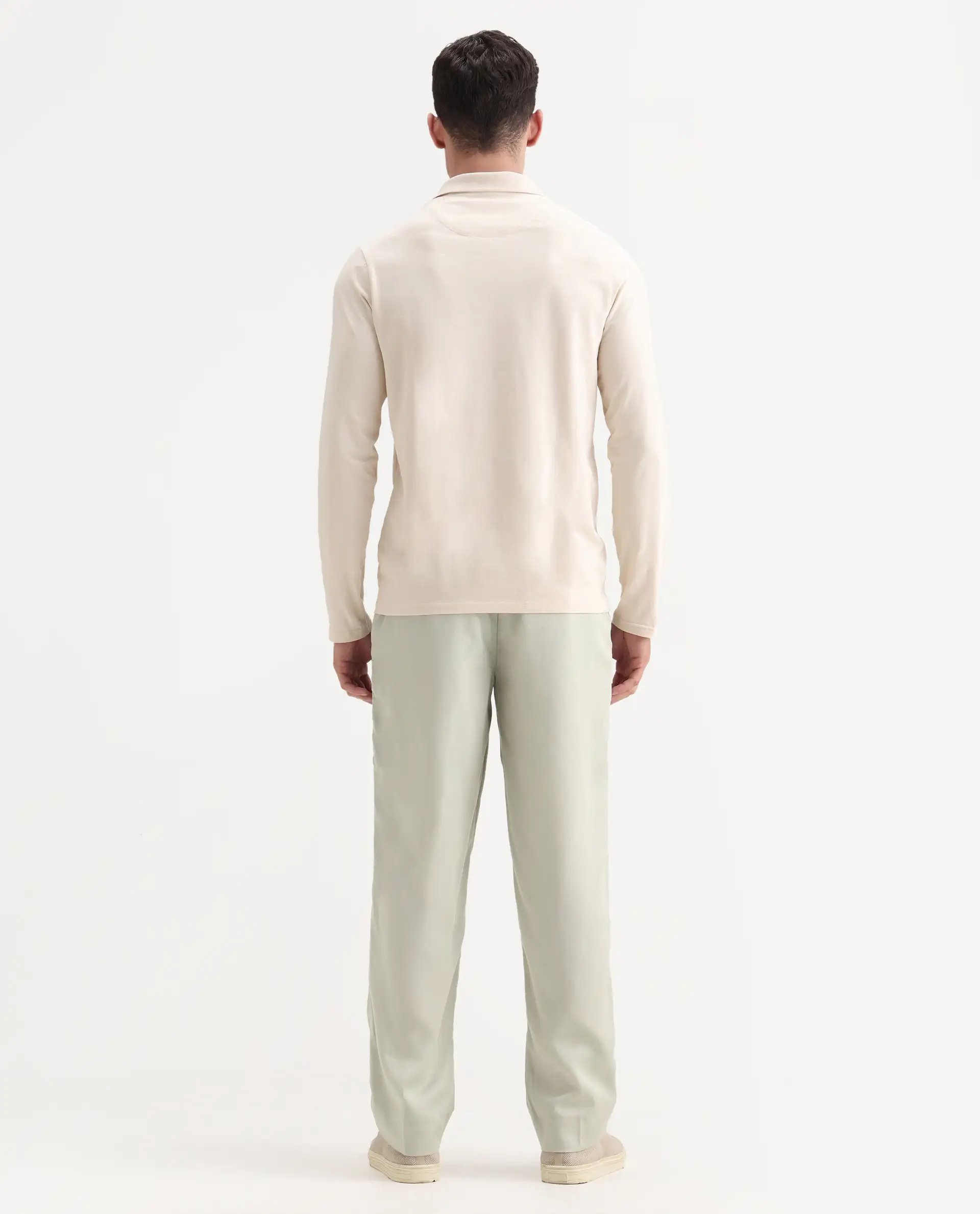 Rare Rabbit Men's Memos Light Green Tencel Plain Regular Fit Trouser - Image 8
