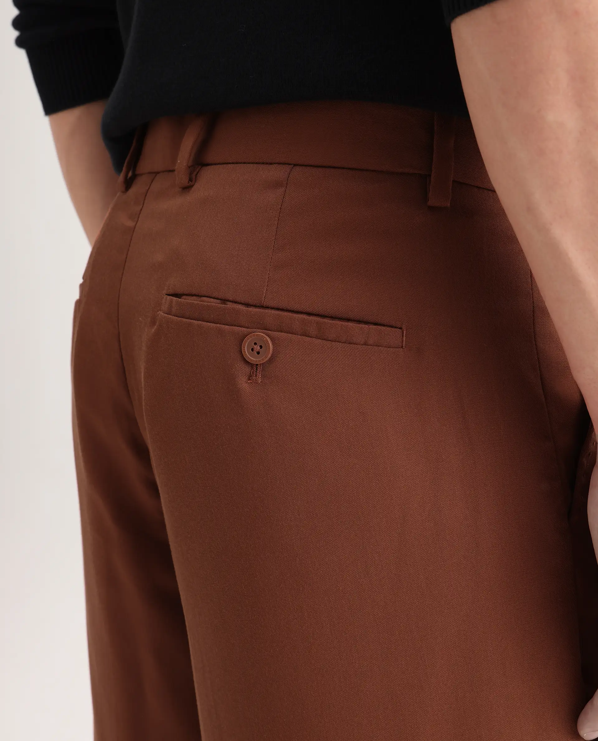 Rare Rabbit Men's Memos Rust Tencel Plain Regular Fit Trouser - Image 7