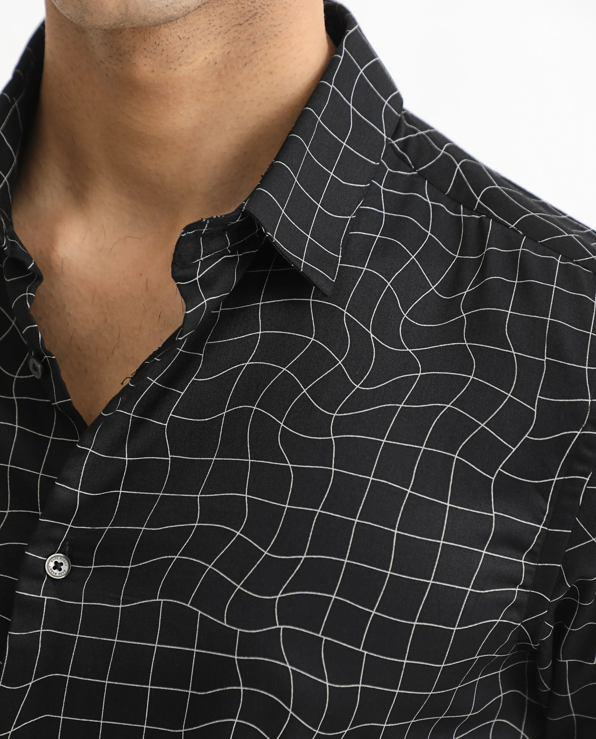 Rare Rabbit Men's Memphis Black Modal Checked Print Regular Fit Full Sleeve Collared Shirt - Image 4