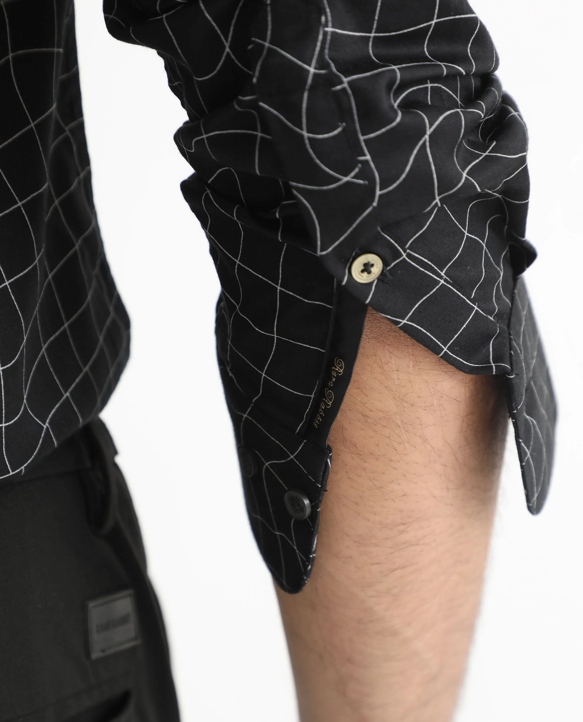 Rare Rabbit Men's Memphis Black Modal Checked Print Regular Fit Full Sleeve Collared Shirt - Image 5