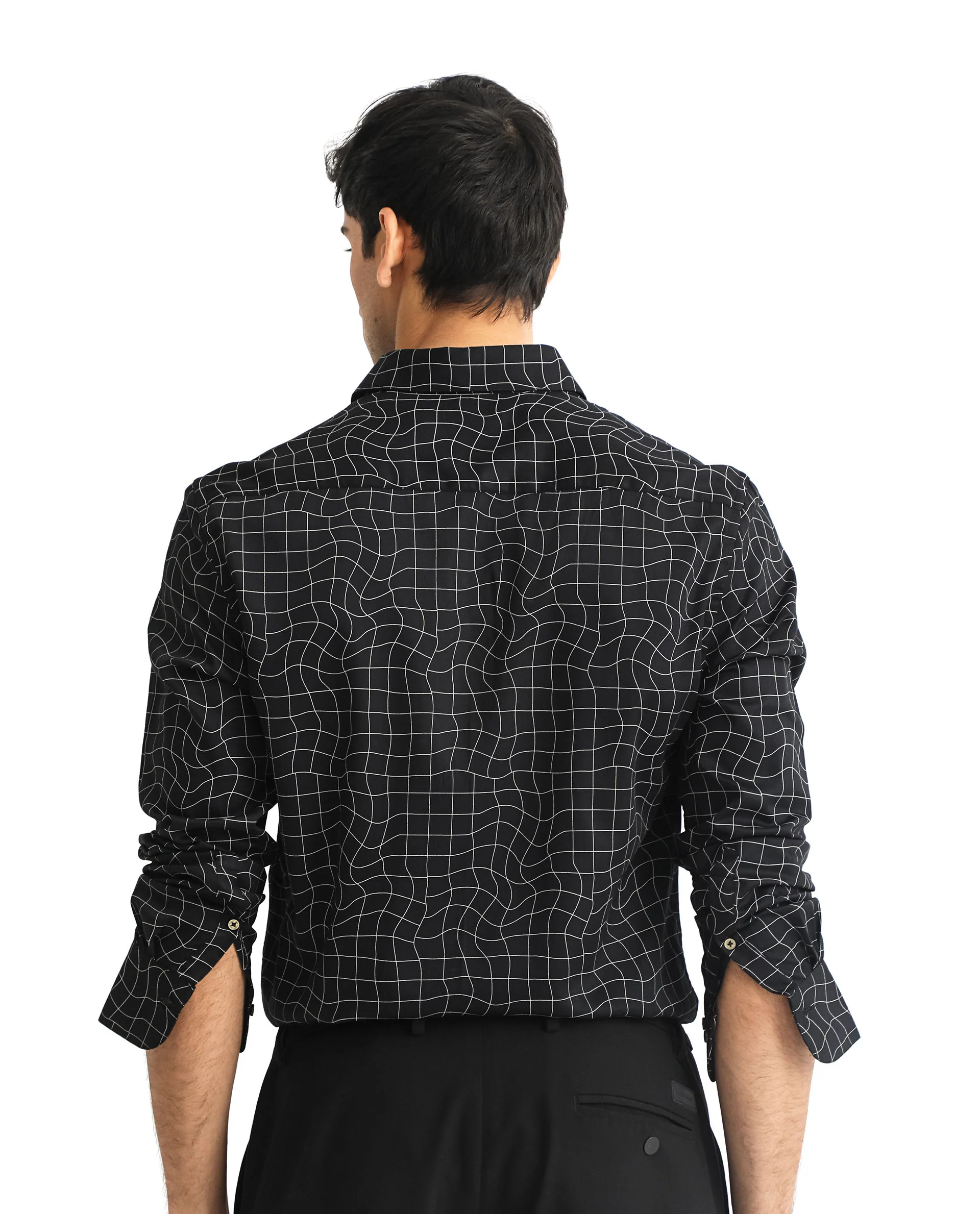 Rare Rabbit Men's Memphis Black Modal Checked Print Regular Fit Full Sleeve Collared Shirt - Image 8
