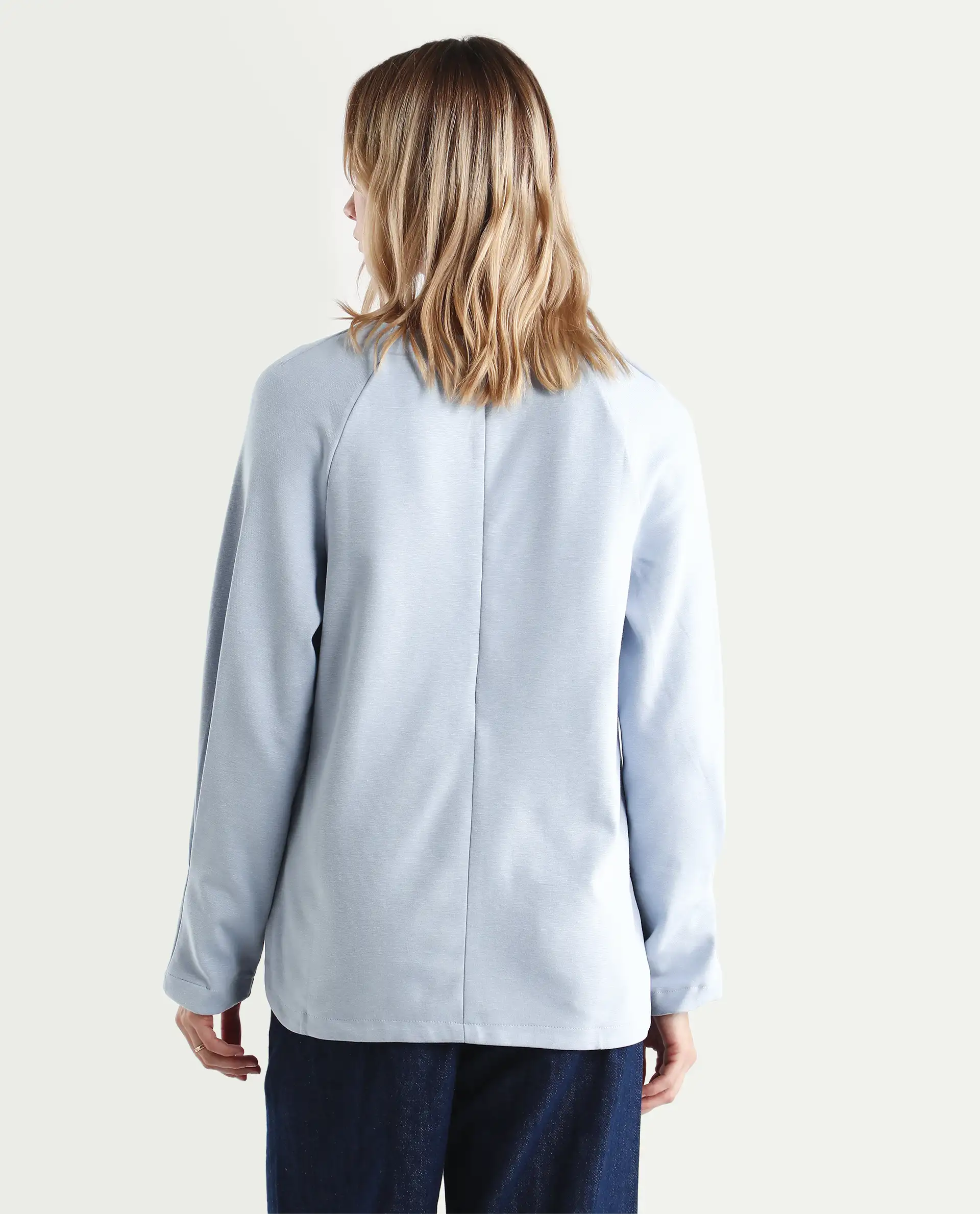 Rareism Women's Men'sto Light Blue Cotton Blend Crew Neck Plain Relaxed Fit Sweatshirt - Image 7