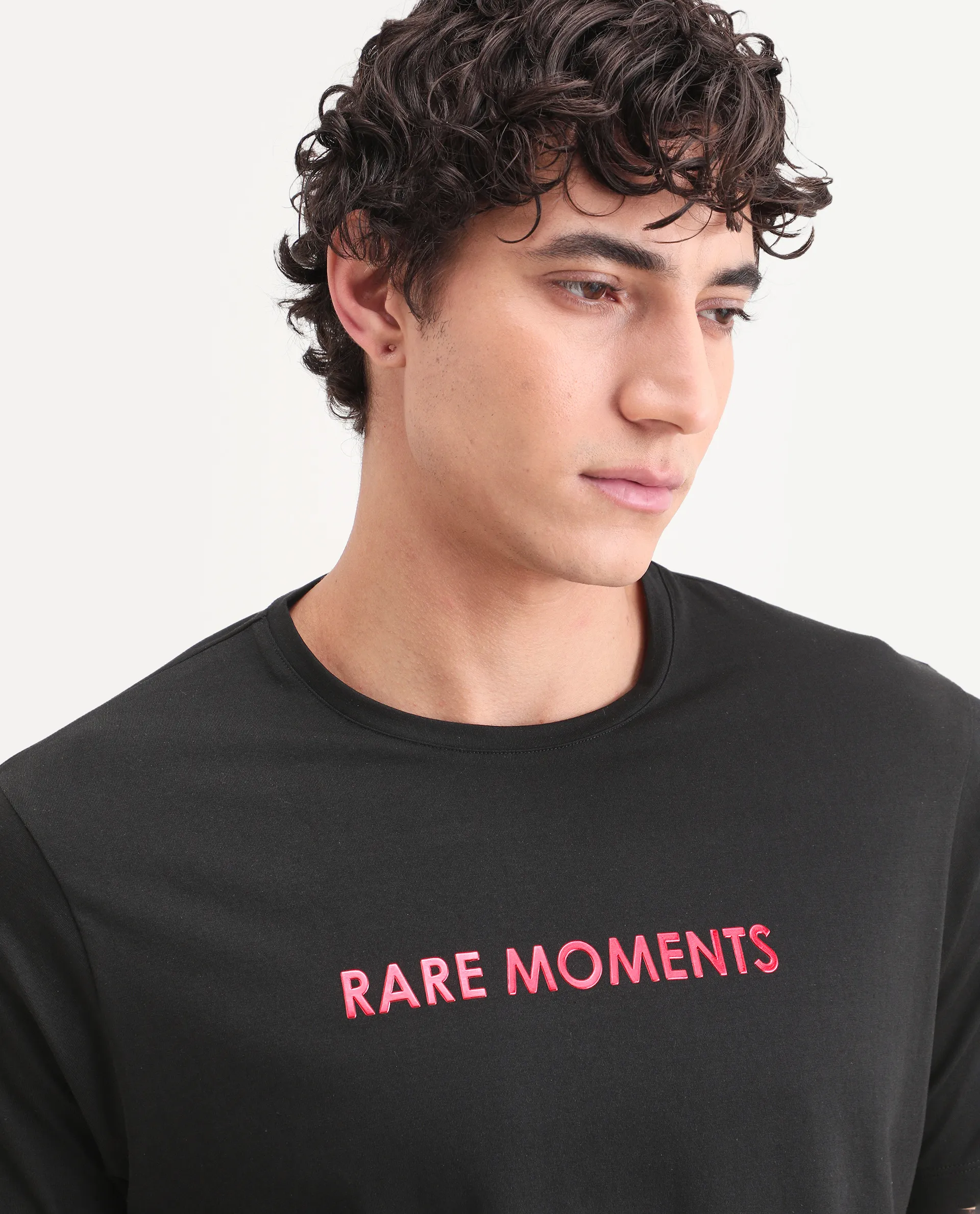 Rare Rabbit Men's Ments Black Cotton Blend Fabric Half Sleeve Crew Neck Regular Fit Graphic Print T-Shirt - Image 7