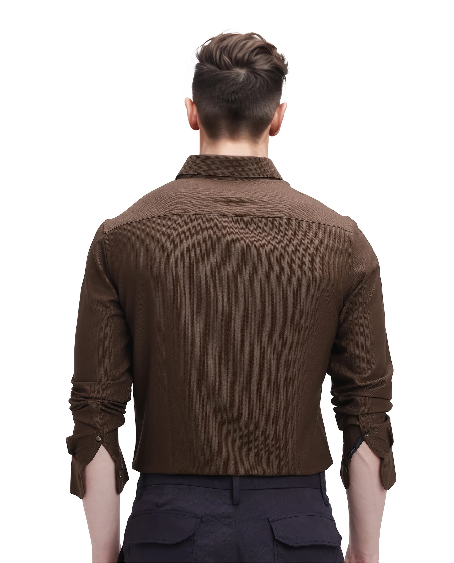 Rare Rabbit Men's Mer Dark Olive Viscose Plain Regular Fit Full Sleeve Collared Shirt - Image 5