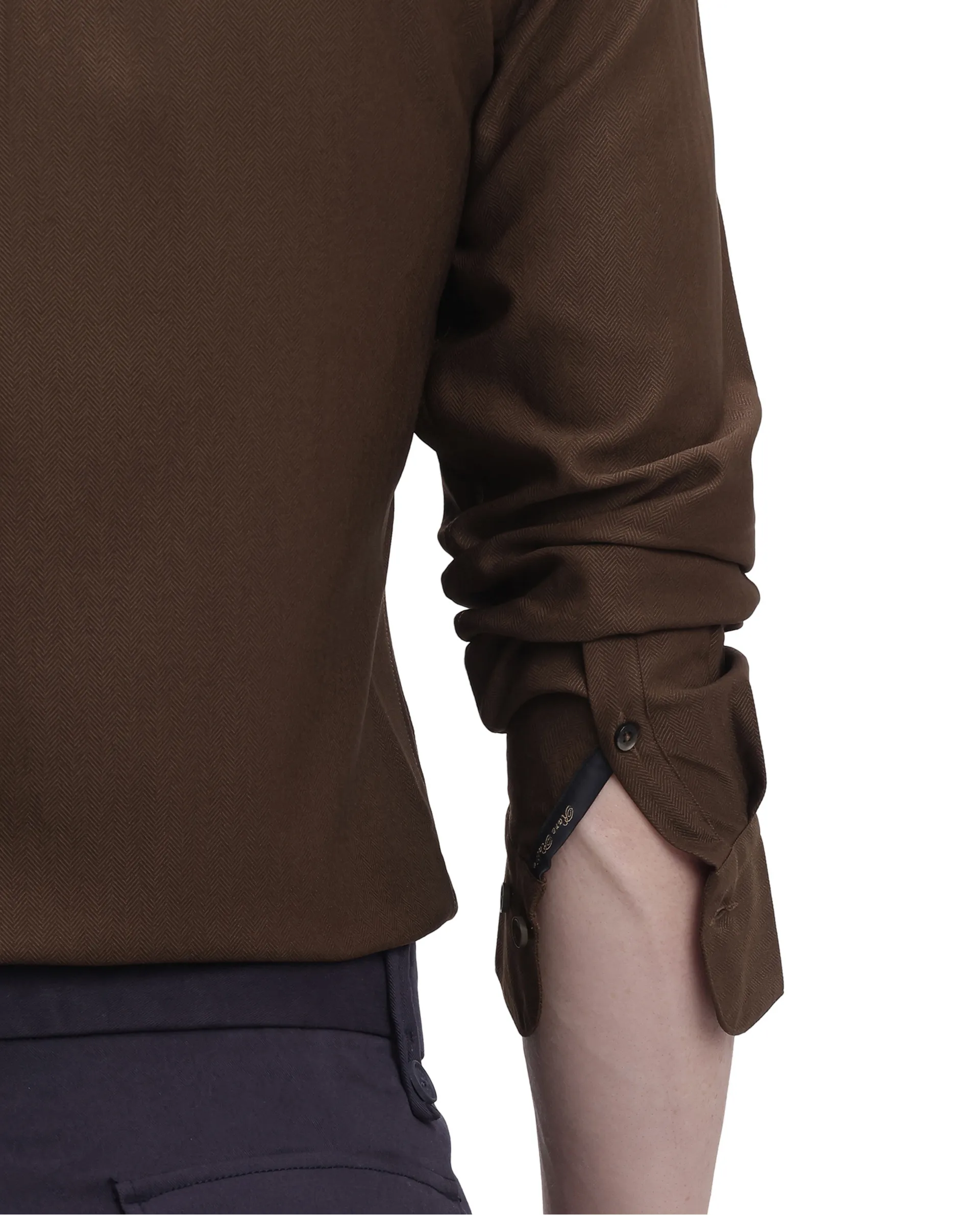 Rare Rabbit Men's Mer Dark Olive Viscose Plain Regular Fit Full Sleeve Collared Shirt - Image 6