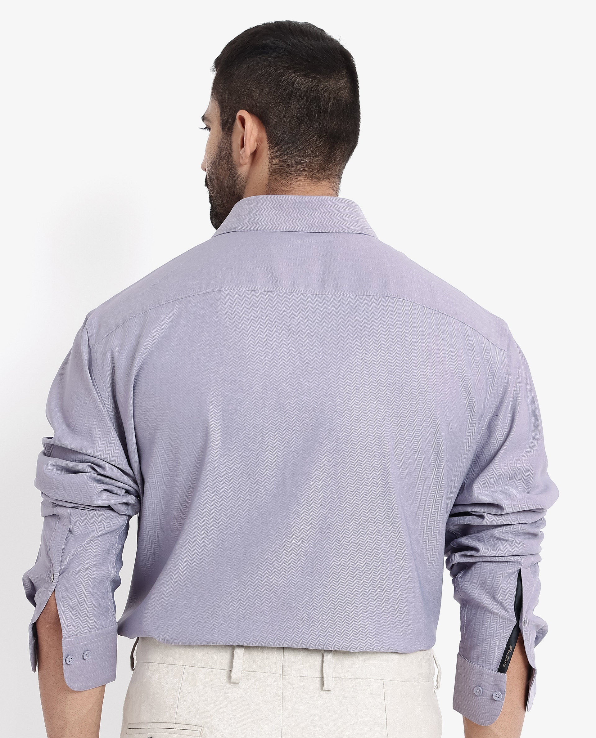 Rare Rabbit Men's Mer Dusky Purple Viscose Plain Regular Fit Full Sleeve Collared Shirt - Image 7