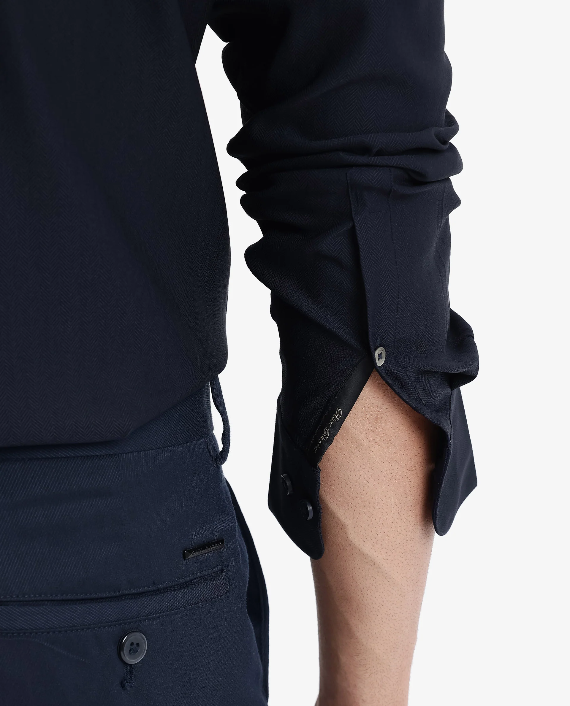 Rare Rabbit Men's Mer Navy Viscose Plain Regular Fit Full Sleeve Collared Shirt - Image 9
