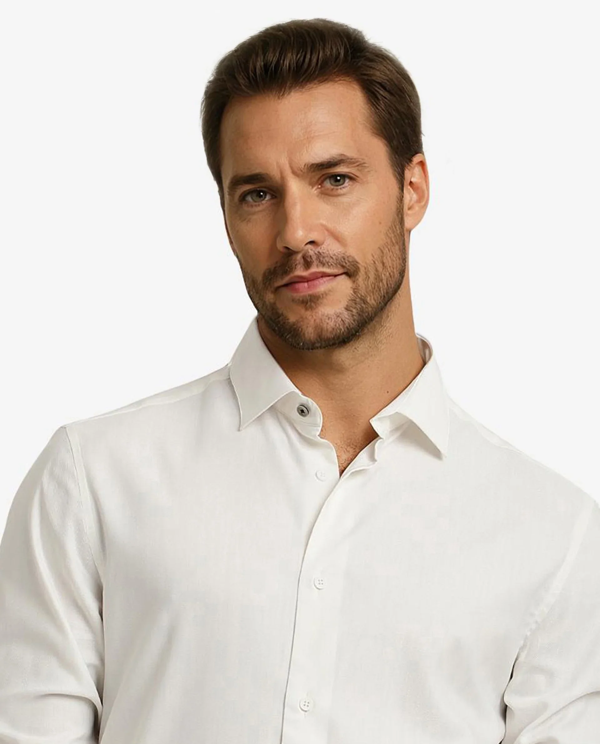 Rare Rabbit Men's Mer White Viscose Plain Regular Fit Full Sleeve Collared Shirt - Image 2
