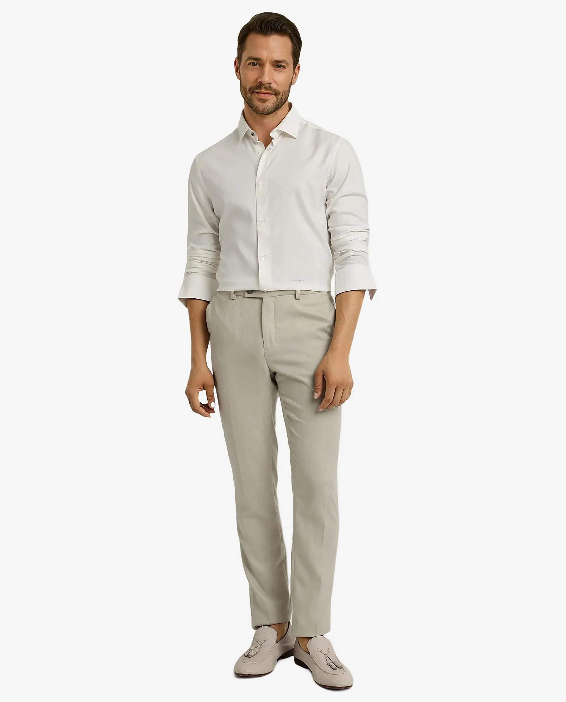Rare Rabbit Men's Mer White Viscose Plain Regular Fit Full Sleeve Collared Shirt - Image 3