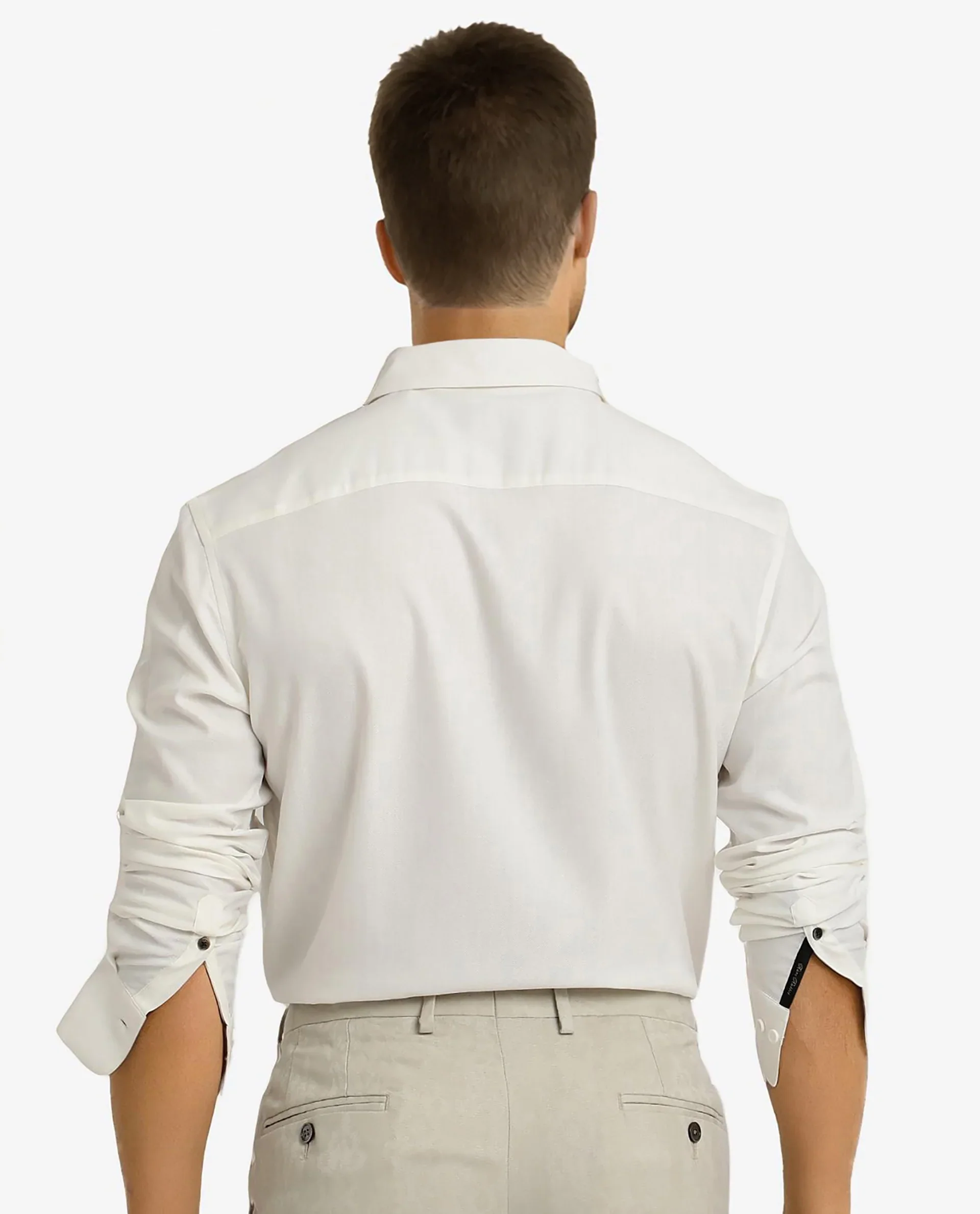 Rare Rabbit Men's Mer White Viscose Plain Regular Fit Full Sleeve Collared Shirt - Image 4