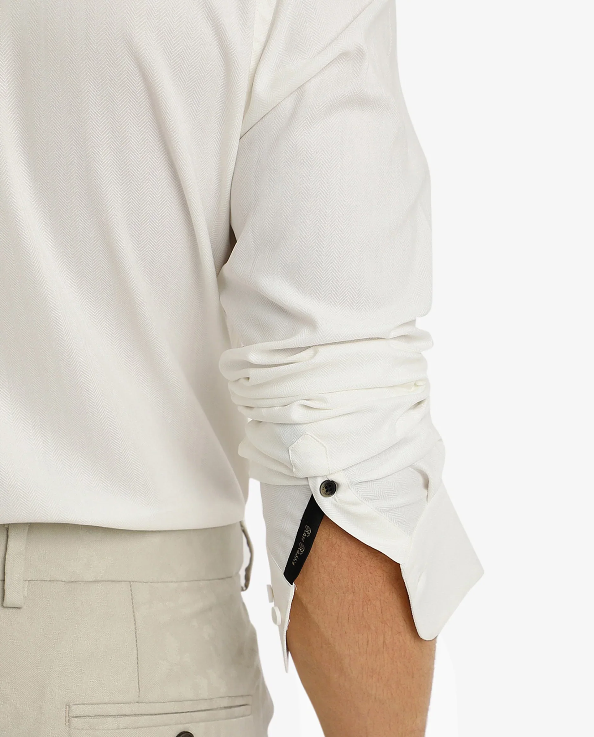 Rare Rabbit Men's Mer White Viscose Plain Regular Fit Full Sleeve Collared Shirt - Image 5