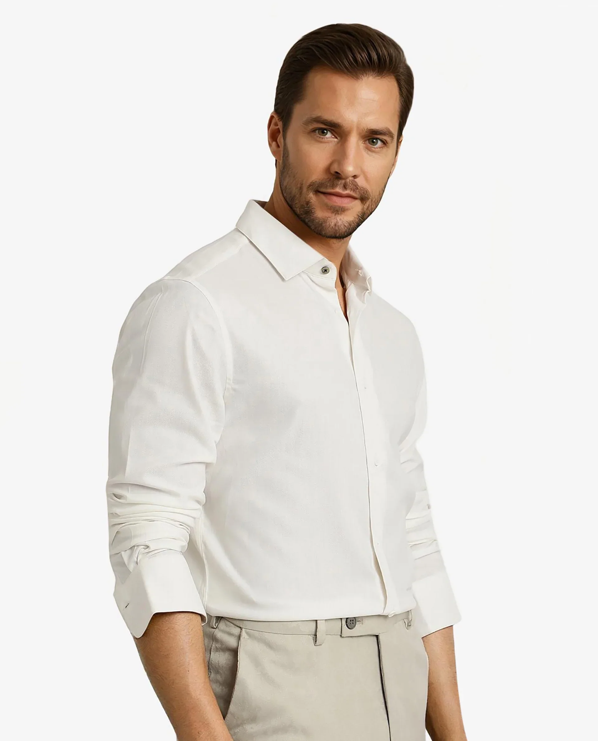 Rare Rabbit Men's Mer White Viscose Plain Regular Fit Full Sleeve Collared Shirt - Image 7