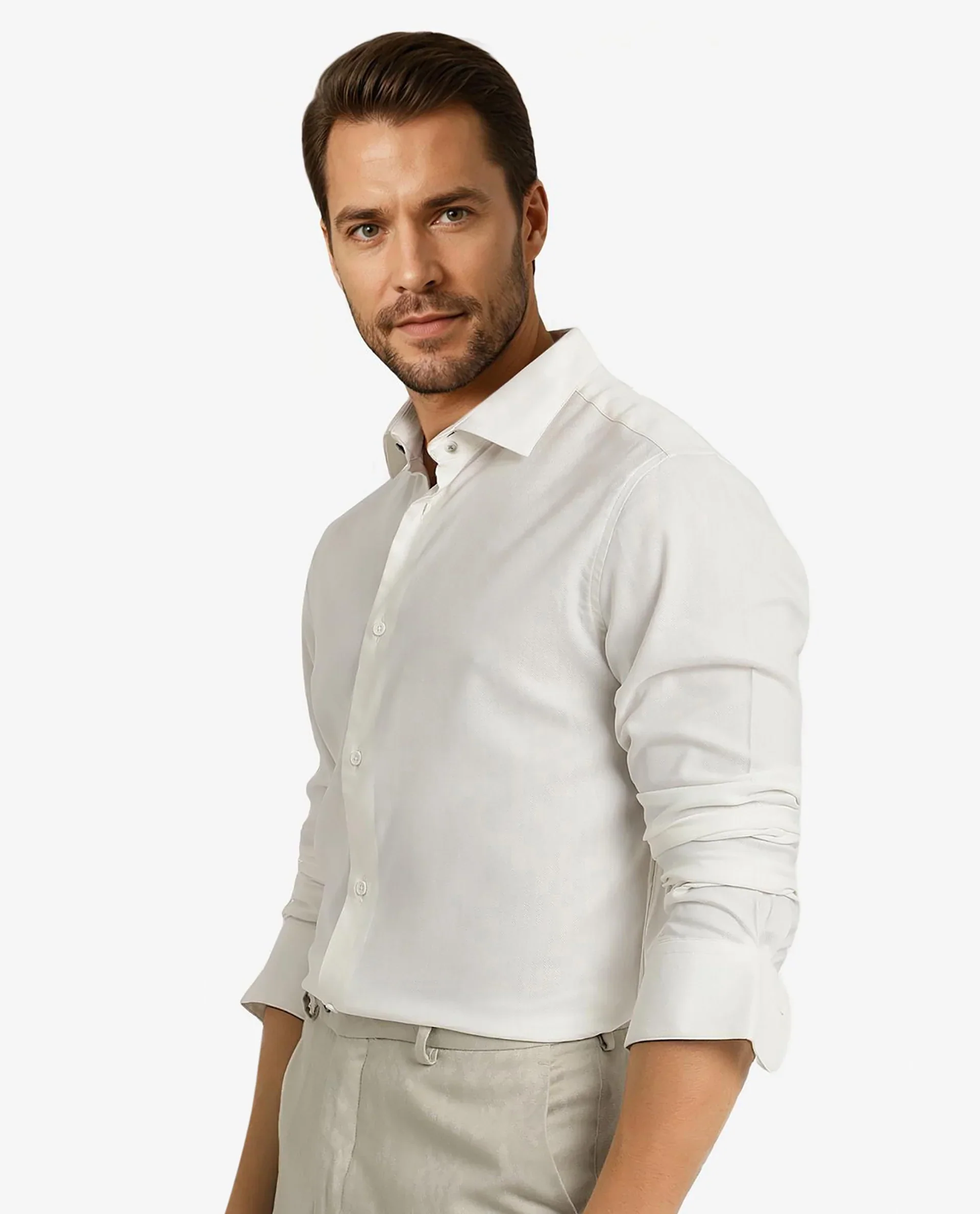 Rare Rabbit Men's Mer White Viscose Plain Regular Fit Full Sleeve Collared Shirt - Image 8