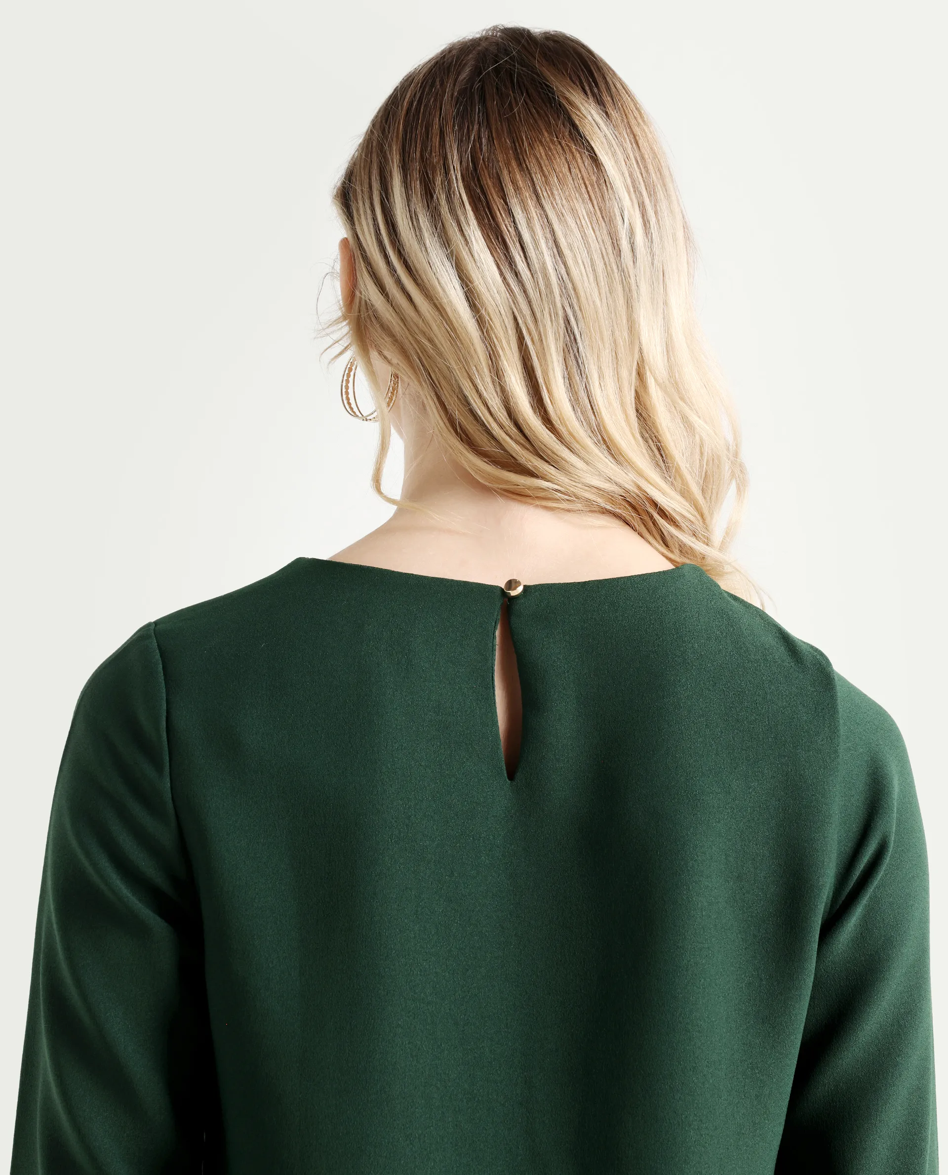 Rareism Women's Merach Green Polyester Boat Neck Plain Regular Fit Top - Image 7