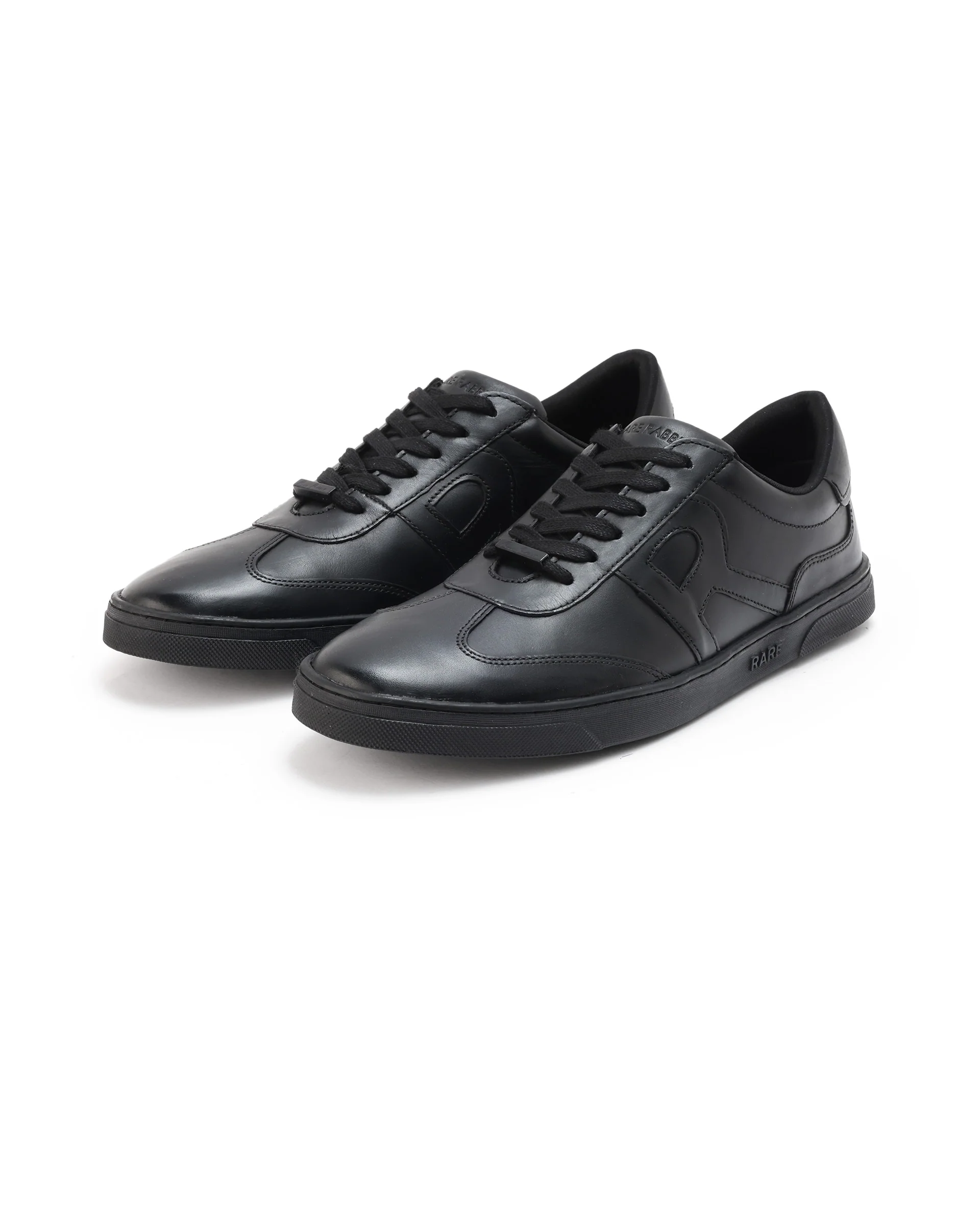 Rare Rabbit Mens Merc Black Round Toe Genuine Leather Lace Up Low Top Sneaker Shoes - Image 3