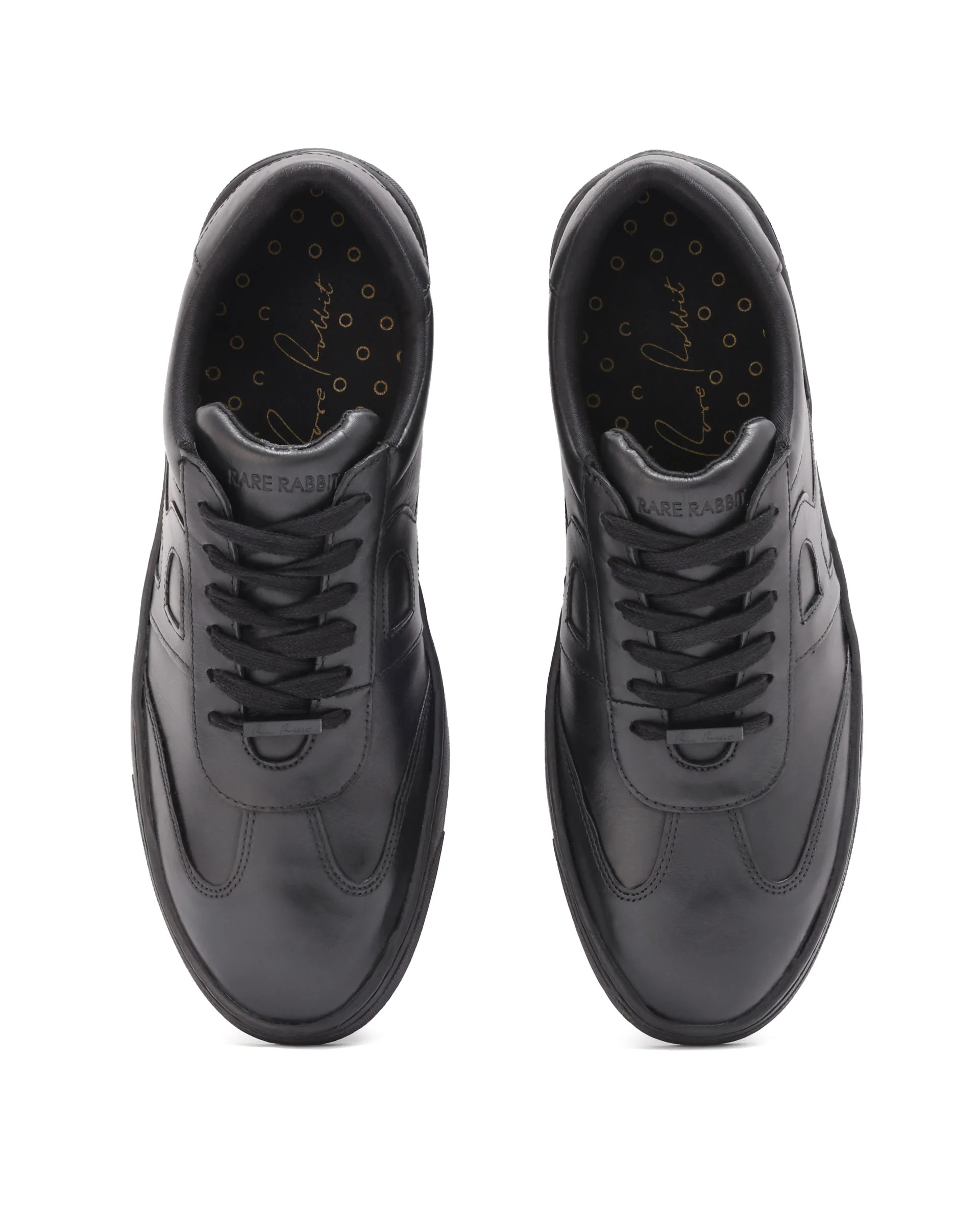 Rare Rabbit Mens Merc Black Round Toe Genuine Leather Lace Up Low Top Sneaker Shoes - Image 5
