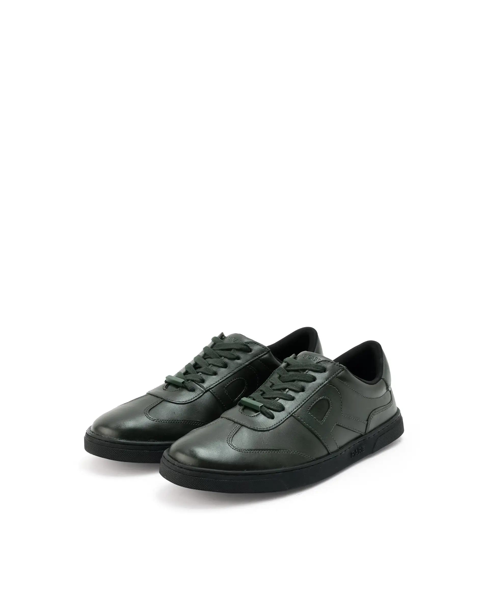 Rare Rabbit Mens Merc Dark Green Round Toe Genuine Leather Lace Up Low Top Sneaker Shoes - Image 3