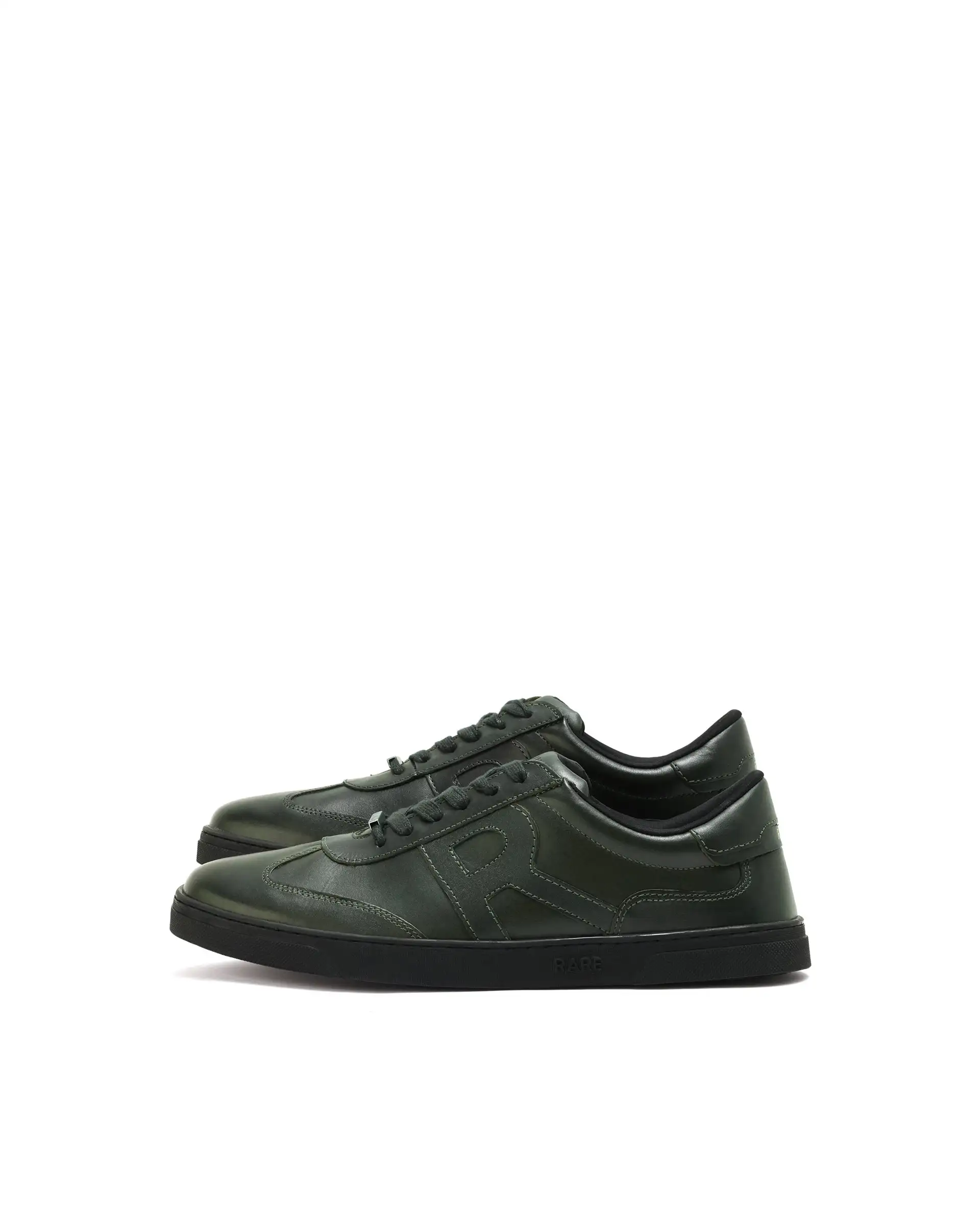 Rare Rabbit Mens Merc Dark Green Round Toe Genuine Leather Lace Up Low Top Sneaker Shoes - Image 5