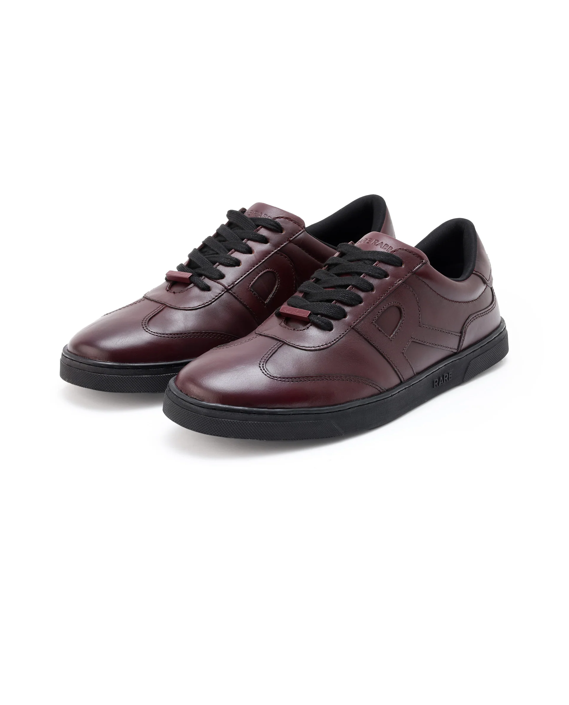 Rare Rabbit Mens Merc Maroon Round Toe Genuine Leather Lace Up Low Top Sneaker Shoes - Image 3