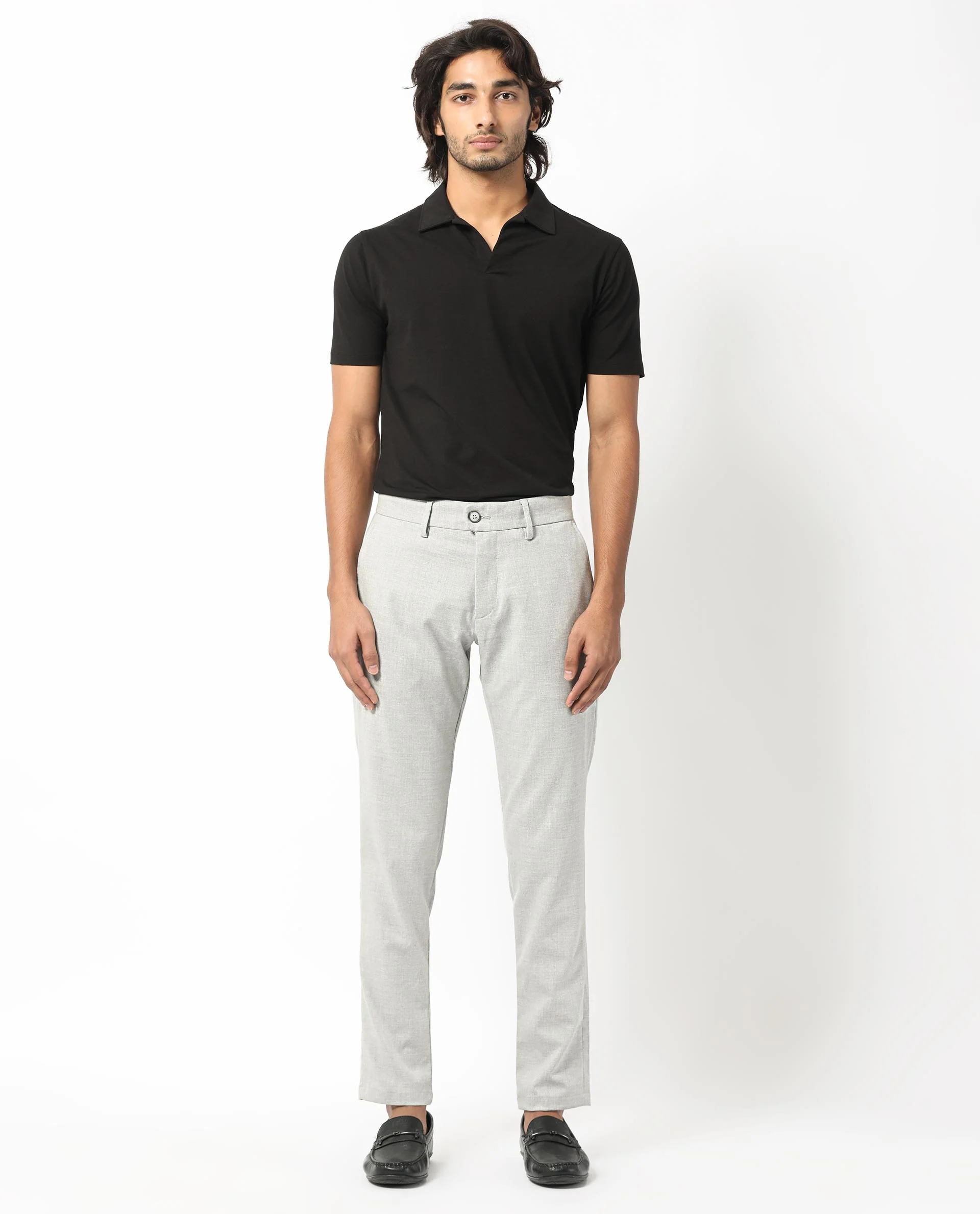 Rare Rabbit Men's Mercer Light Grey Polyester Plain Regular Fit Trouser - Image 5