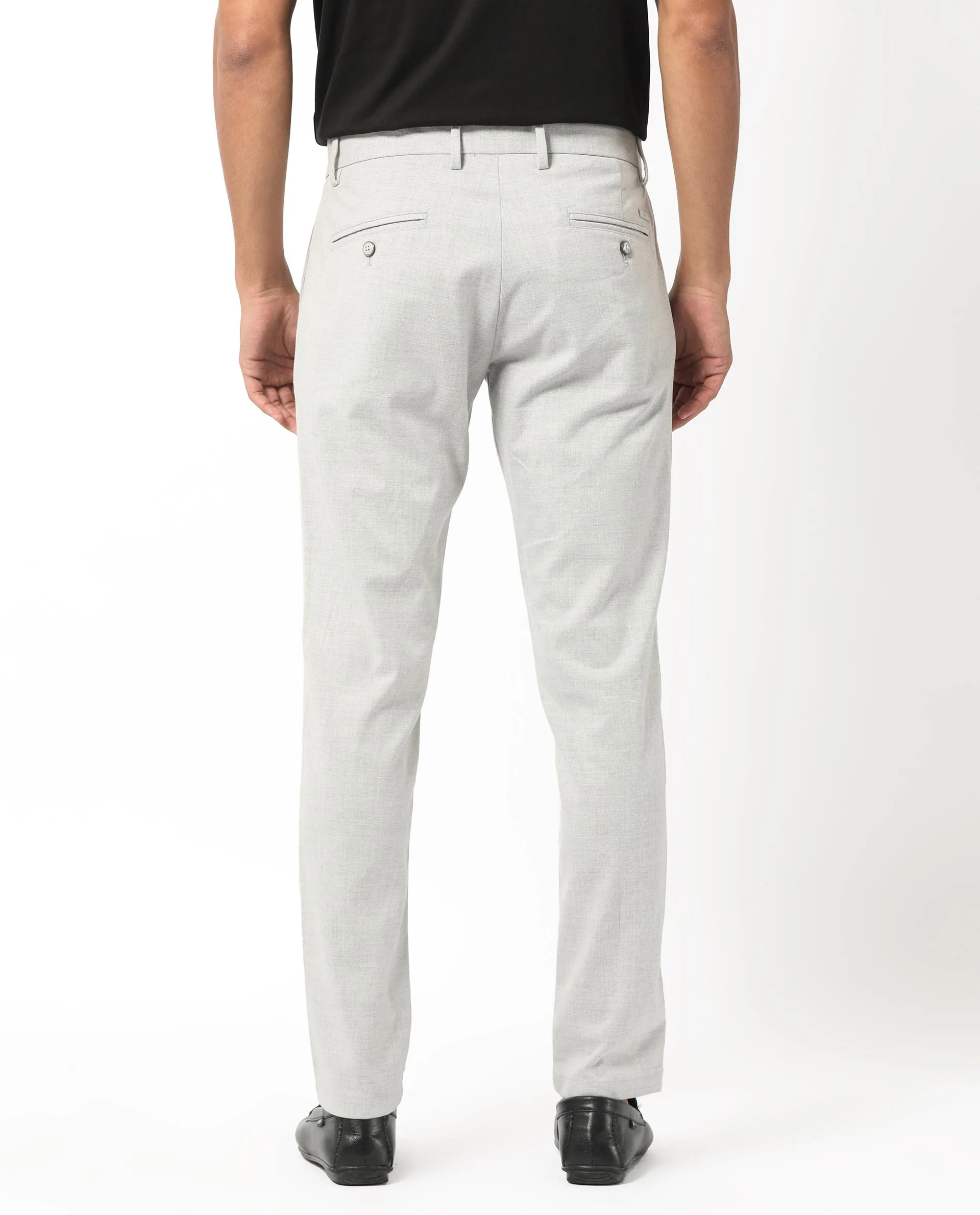 Rare Rabbit Men's Mercer Light Grey Polyester Plain Regular Fit Trouser - Image 8