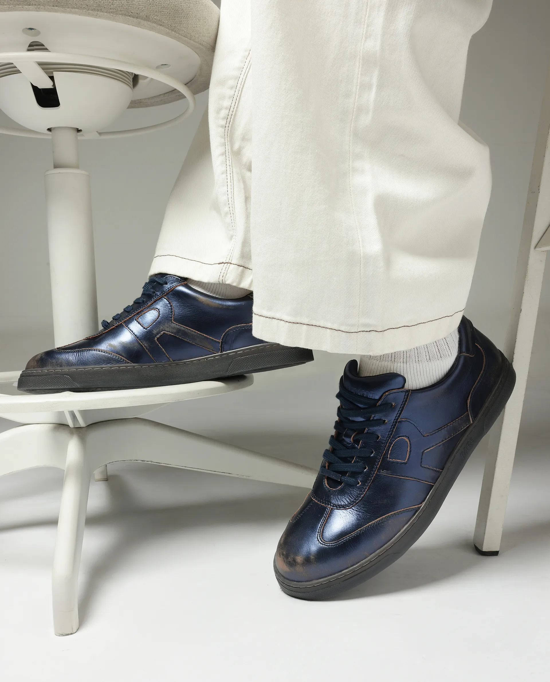 Rare Rabbit Men Mercure Metallic Blue Lace-Up Closure Shoes - Image 2
