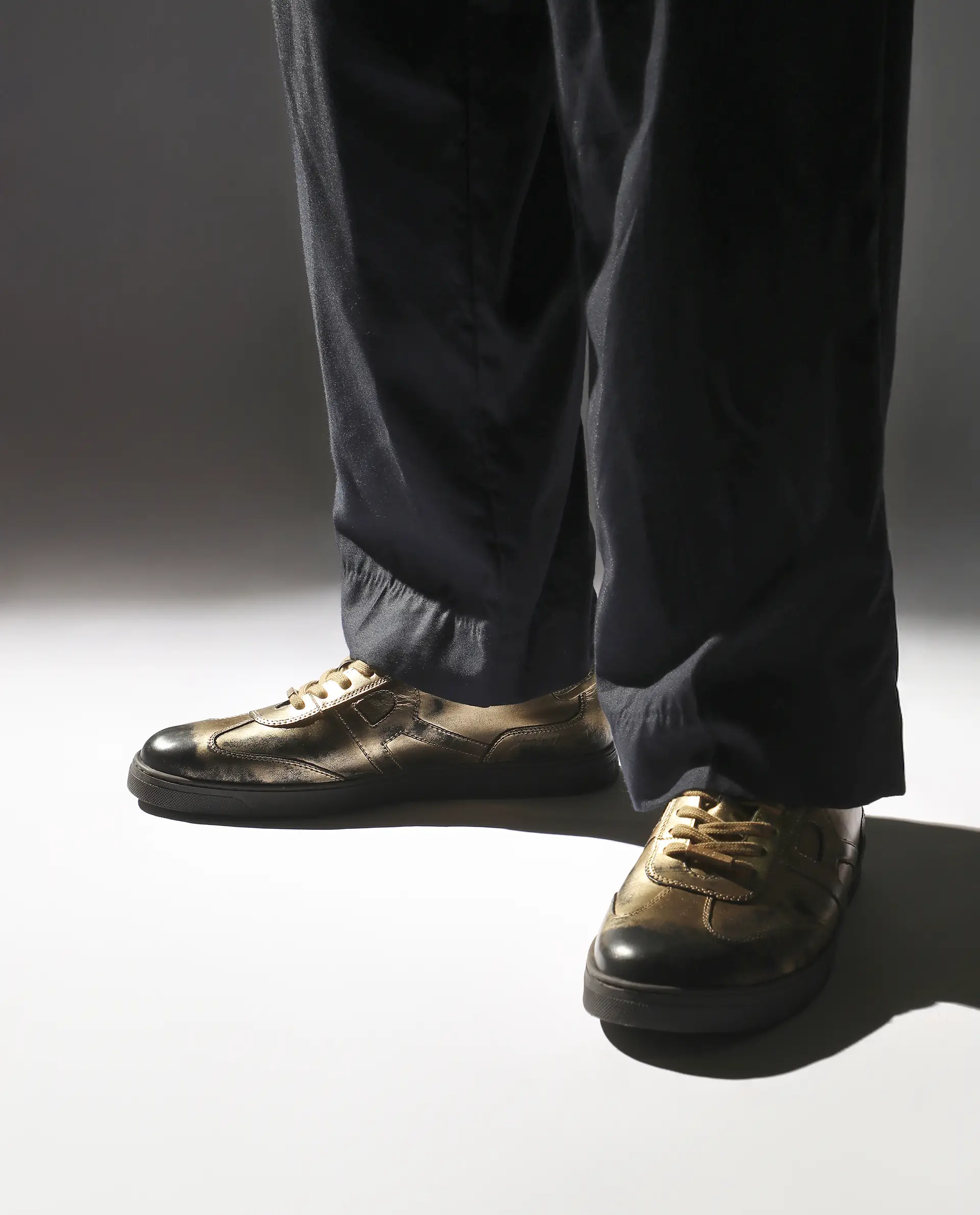 Rare Rabbit Men Mercure Metallic Gold Lace-Up Closure Shoes - Image 2