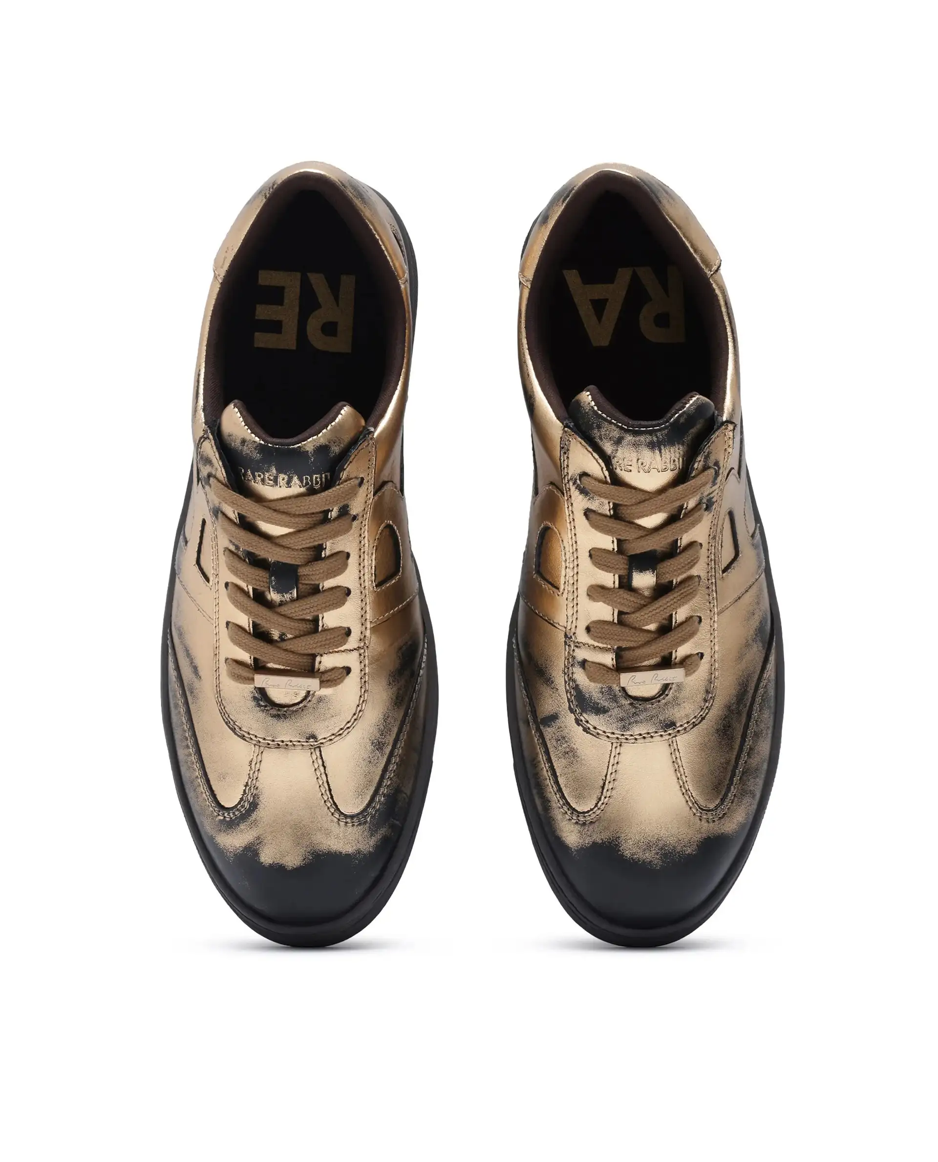Rare Rabbit Men Mercure Metallic Gold Lace-Up Closure Shoes - Image 4