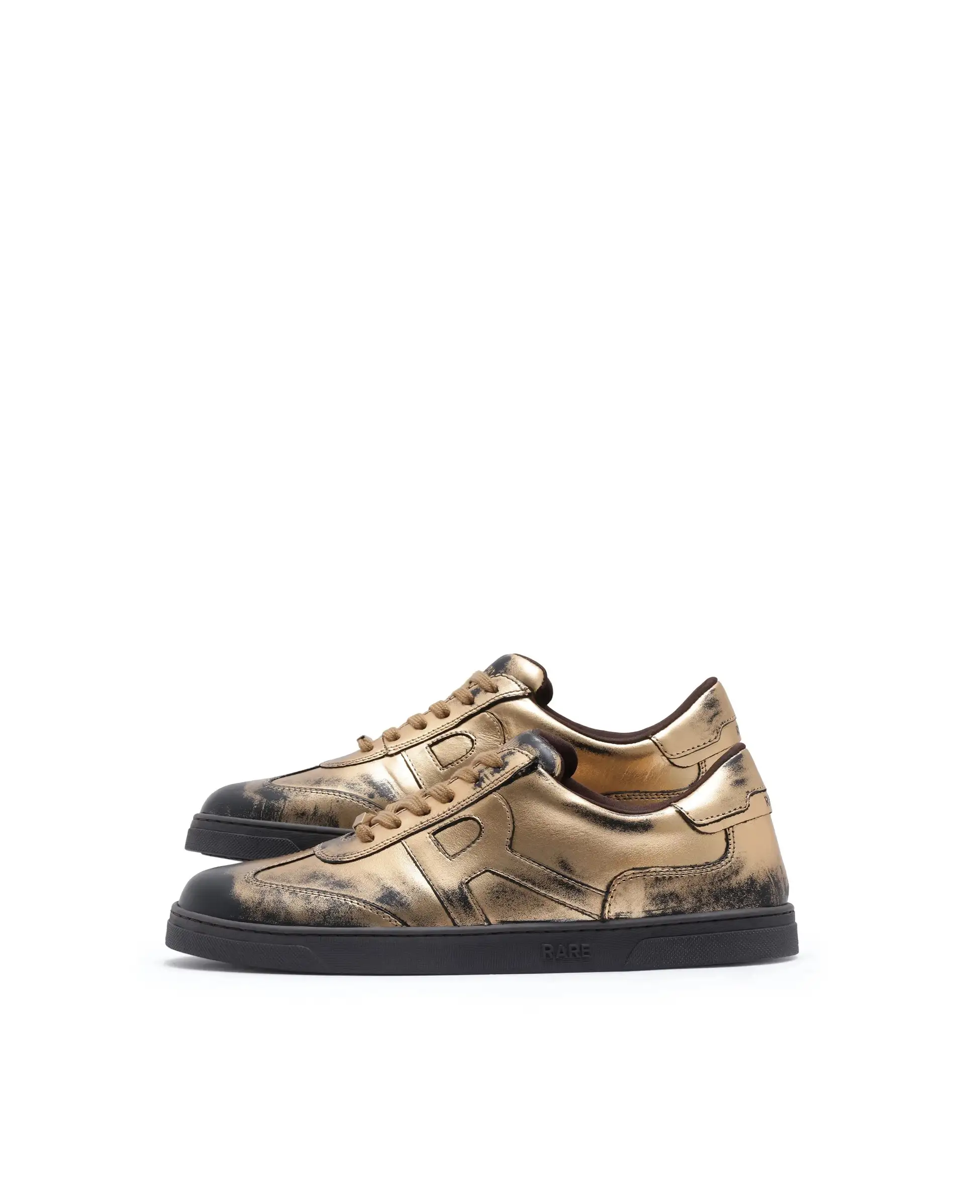 Rare Rabbit Men Mercure Metallic Gold Lace-Up Closure Shoes - Image 6
