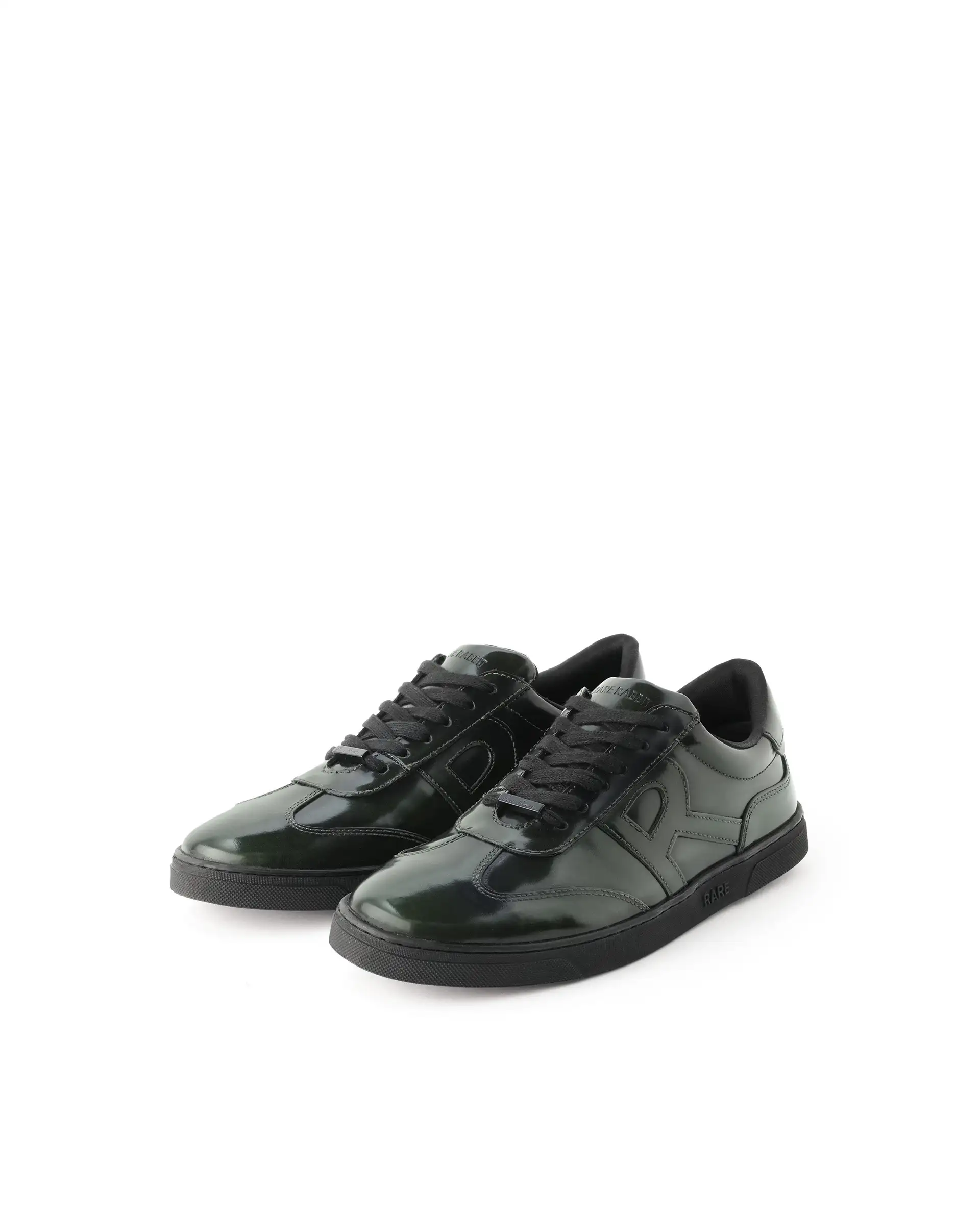 Rare Rabbit Mens Mercury Green Shiny Brush Off Leather Lace Up Low Top Round Toe Smart Casual Sneaker Shoes - Image 3