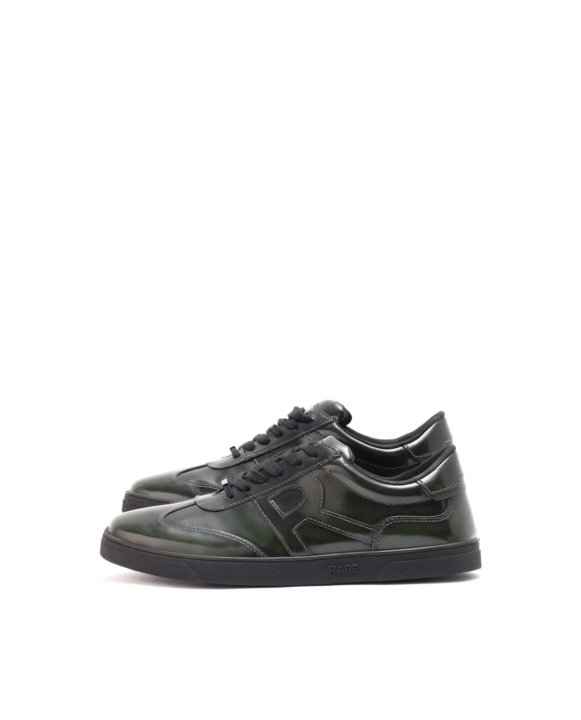 Rare Rabbit Mens Mercury Green Shiny Brush Off Leather Lace Up Low Top Round Toe Smart Casual Sneaker Shoes - Image 5