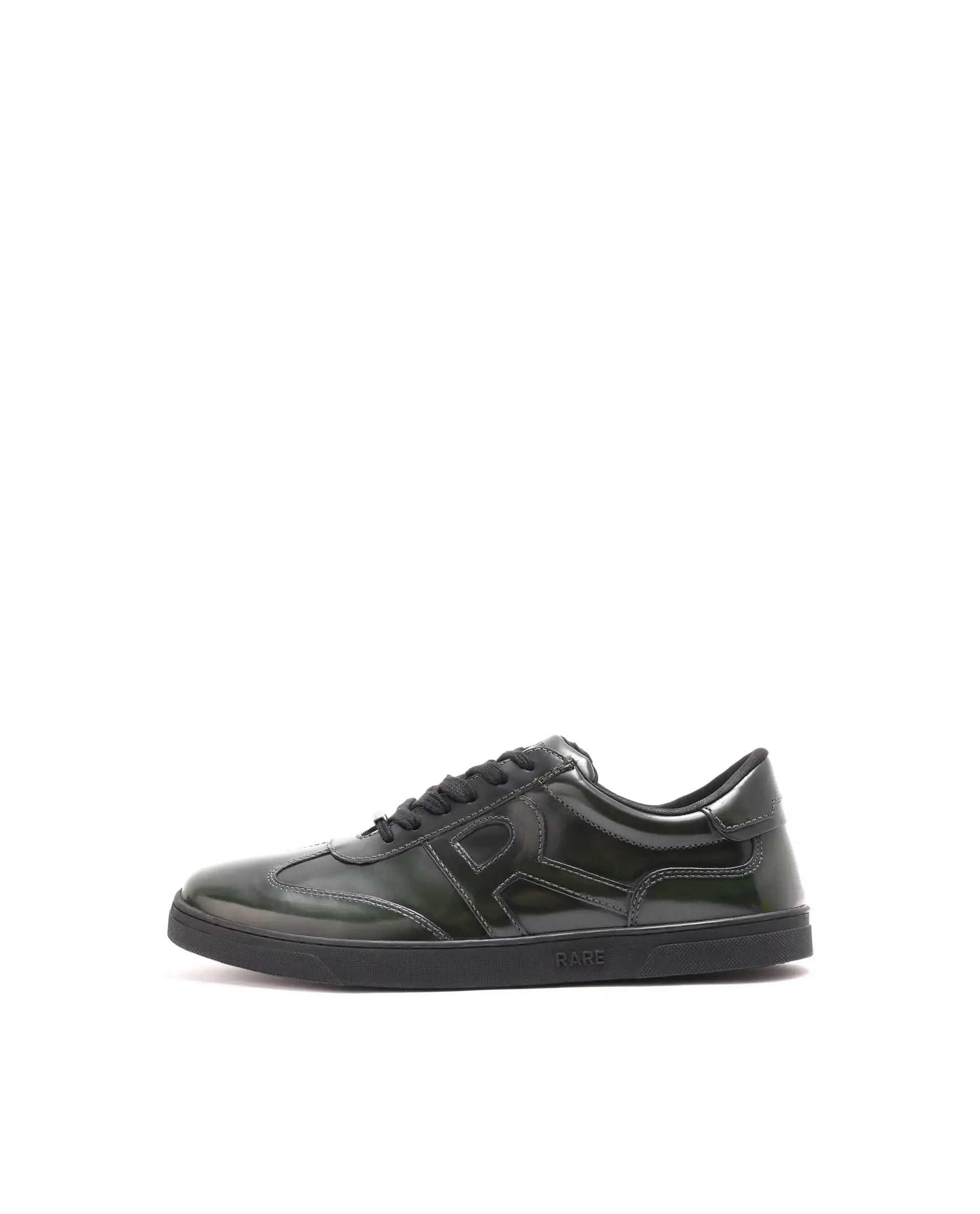Rare Rabbit Mens Mercury Green Shiny Brush Off Leather Lace Up Low Top Round Toe Smart Casual Sneaker Shoes - Image 8