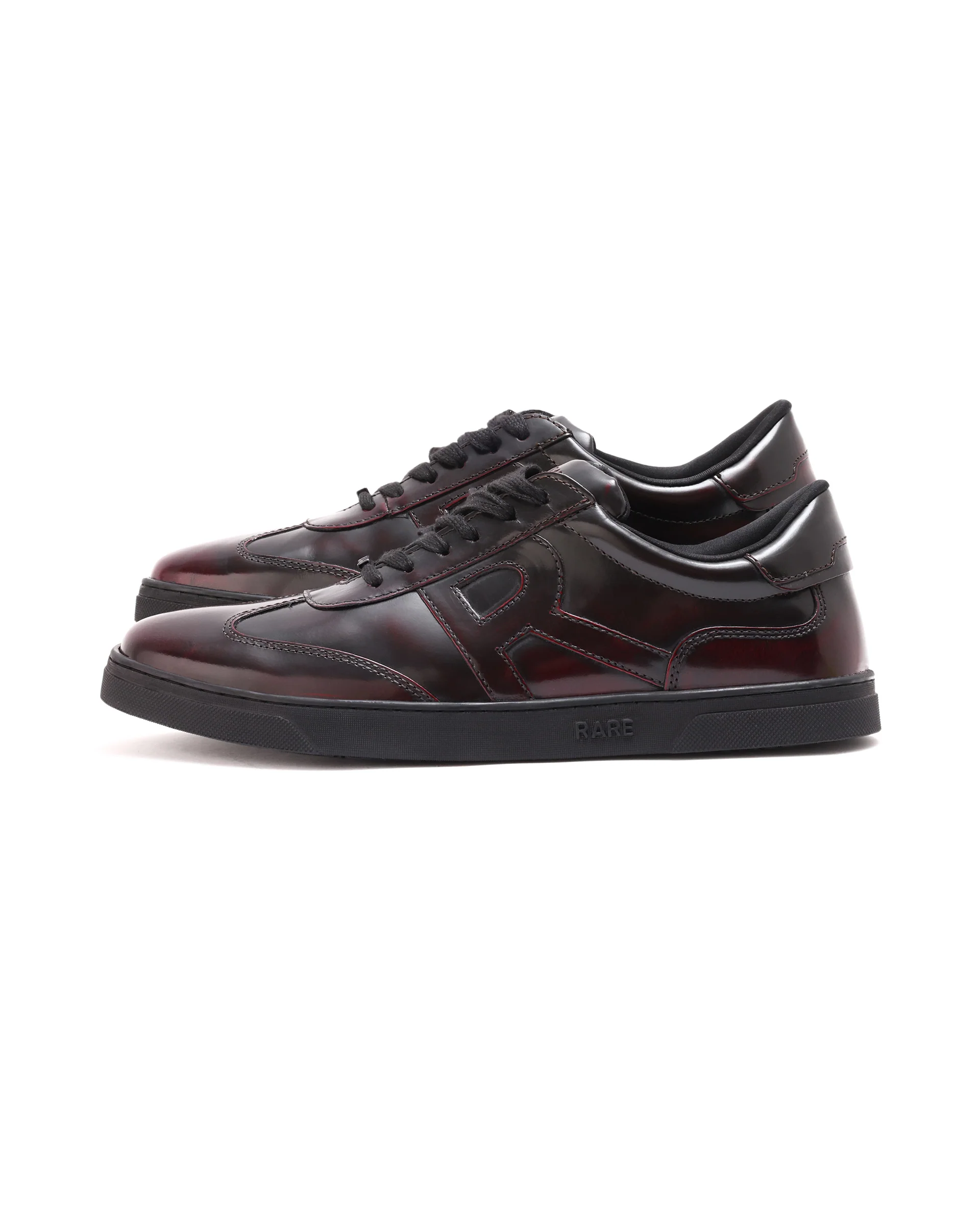Rare Rabbit Mens Mercury Maroon Shiny Brush Off Leather Lace Up Low Top Round Toe Smart Casual Sneaker Shoes - Image 5