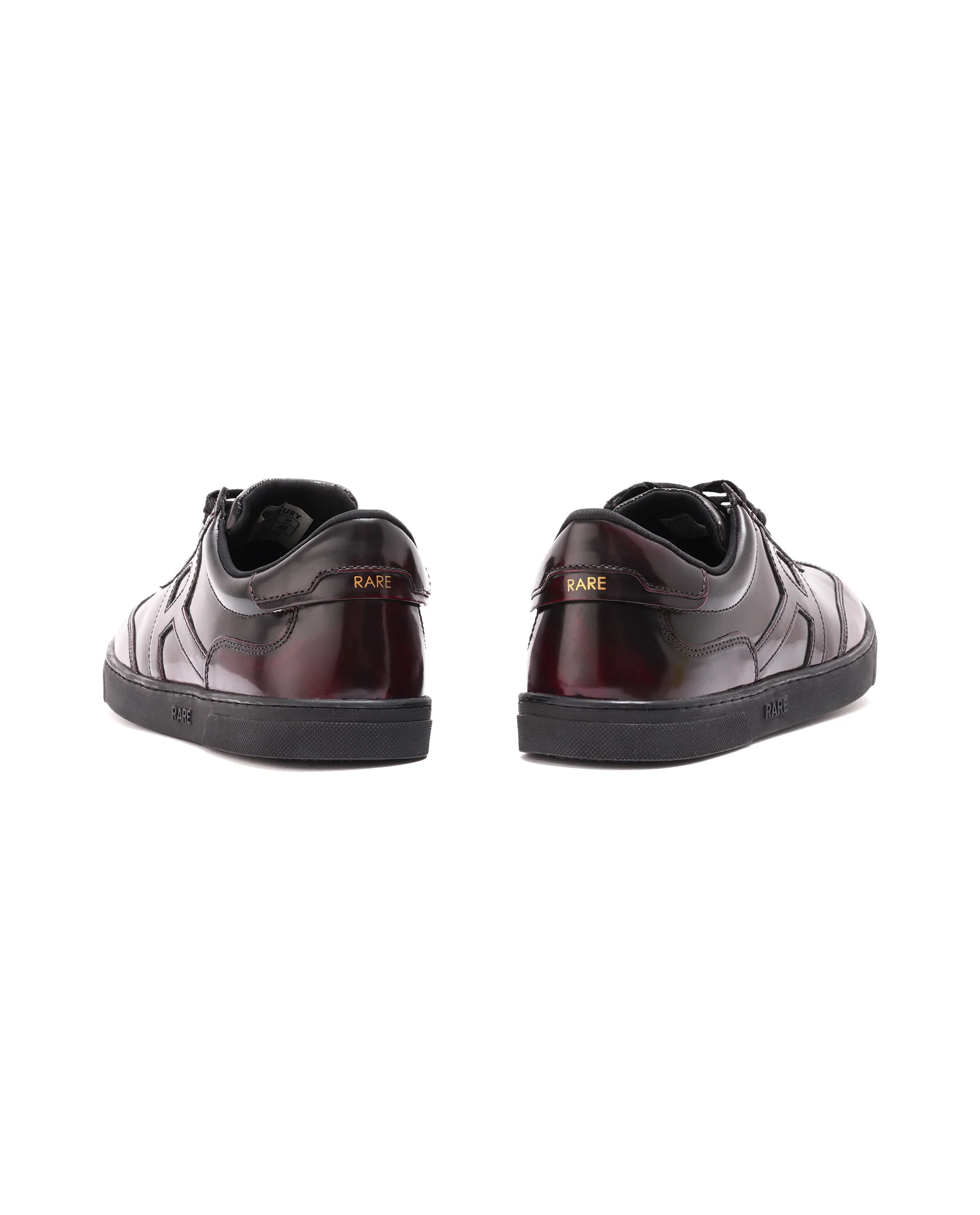 Rare Rabbit Mens Mercury Maroon Shiny Brush Off Leather Lace Up Low Top Round Toe Smart Casual Sneaker Shoes - Image 6