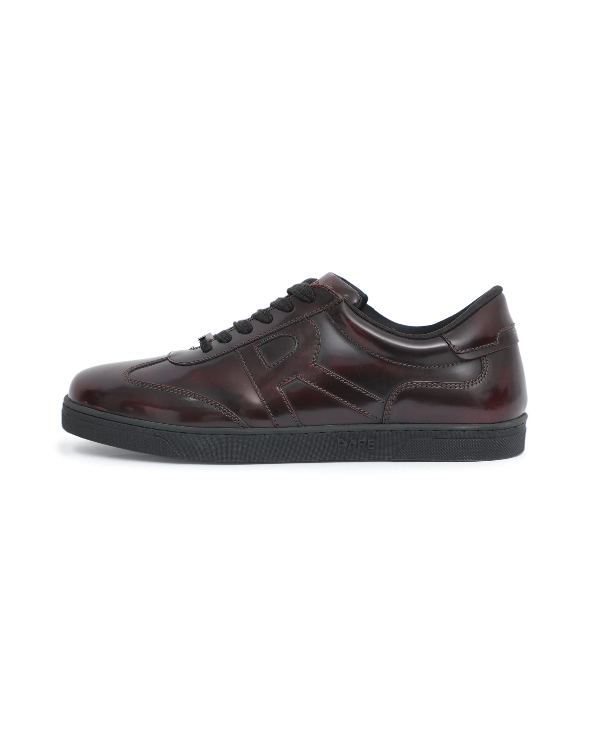 Rare Rabbit Mens Mercury Maroon Shiny Brush Off Leather Lace Up Low Top Round Toe Smart Casual Sneaker Shoes - Image 9