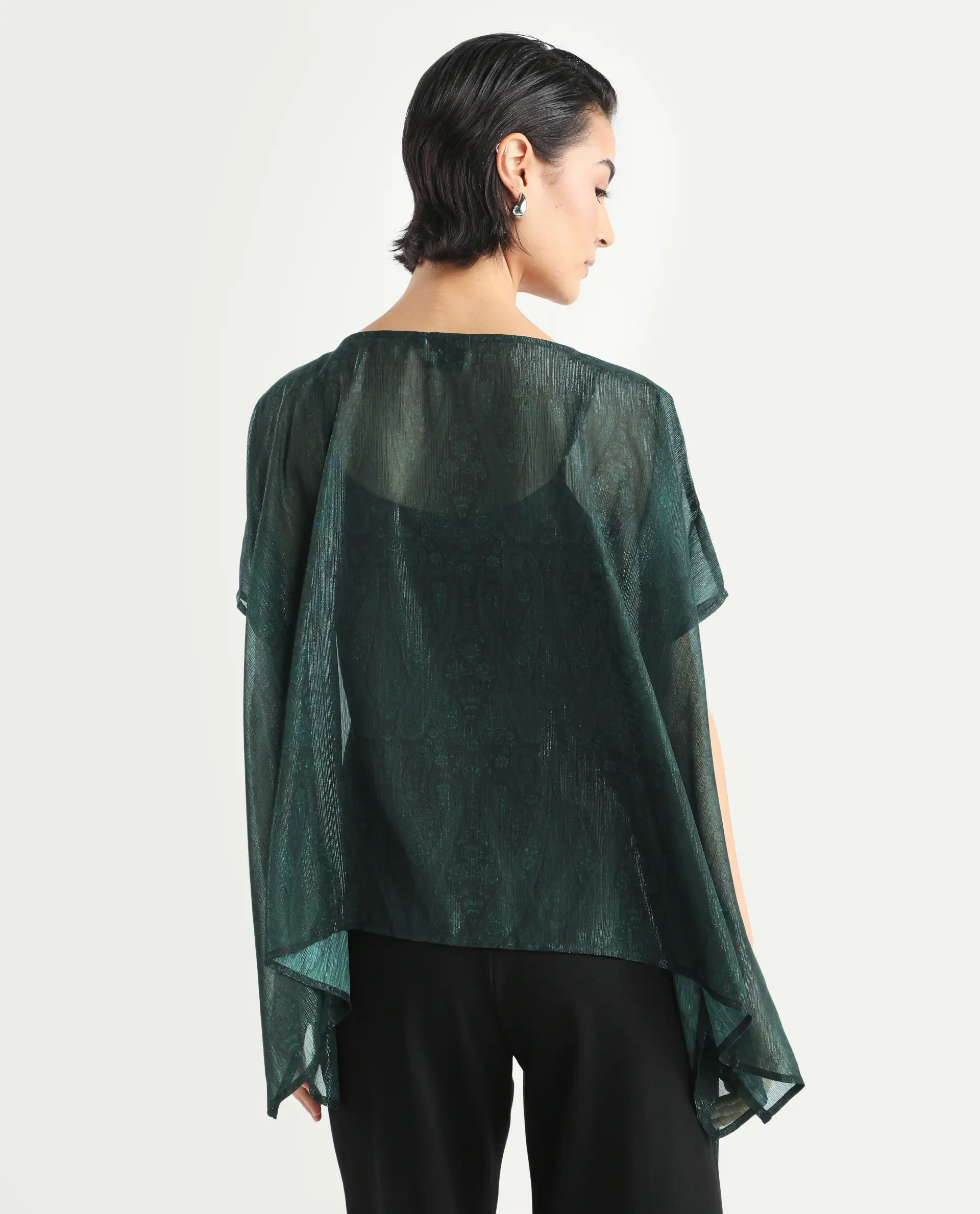 Rareism Women's Meresa Dark Green Polyester Boat Neck Plain Regular Fit Top - Image 8