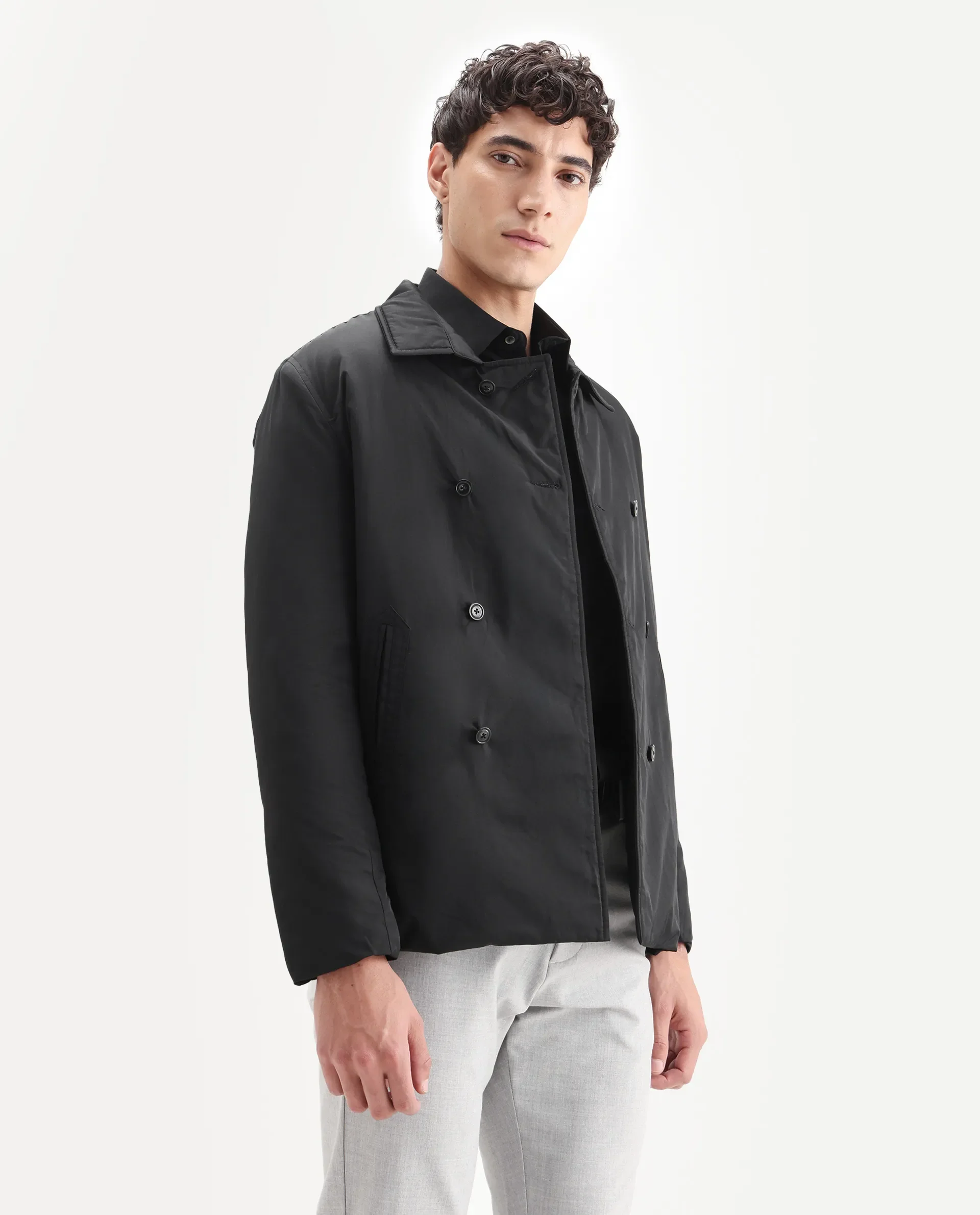 Rare Rabbit Men's Merjon Black Nylon Plain Tailored Fit Full Sleeve Lapel Neck Jacket - Image 6